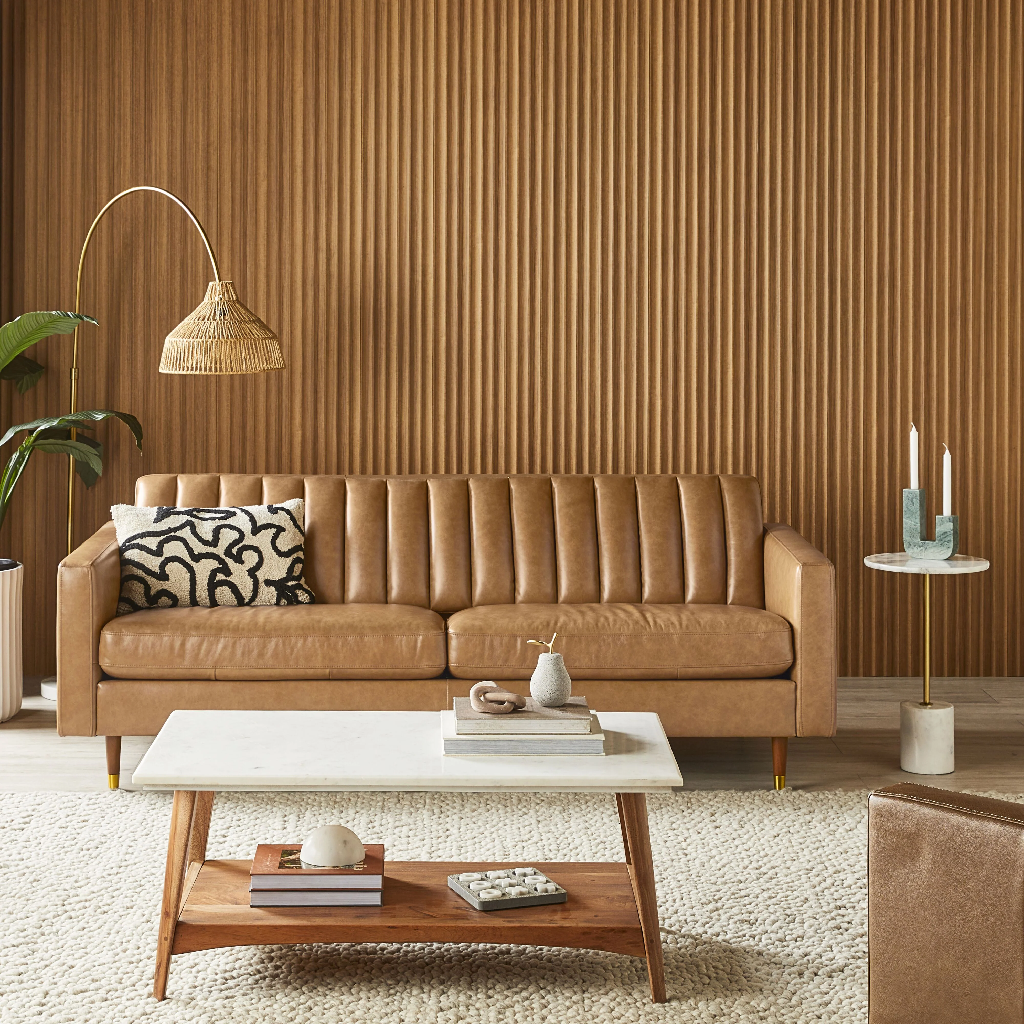 Stitch 3 Seater Leather Sofa Dakota Saddle - Image 3