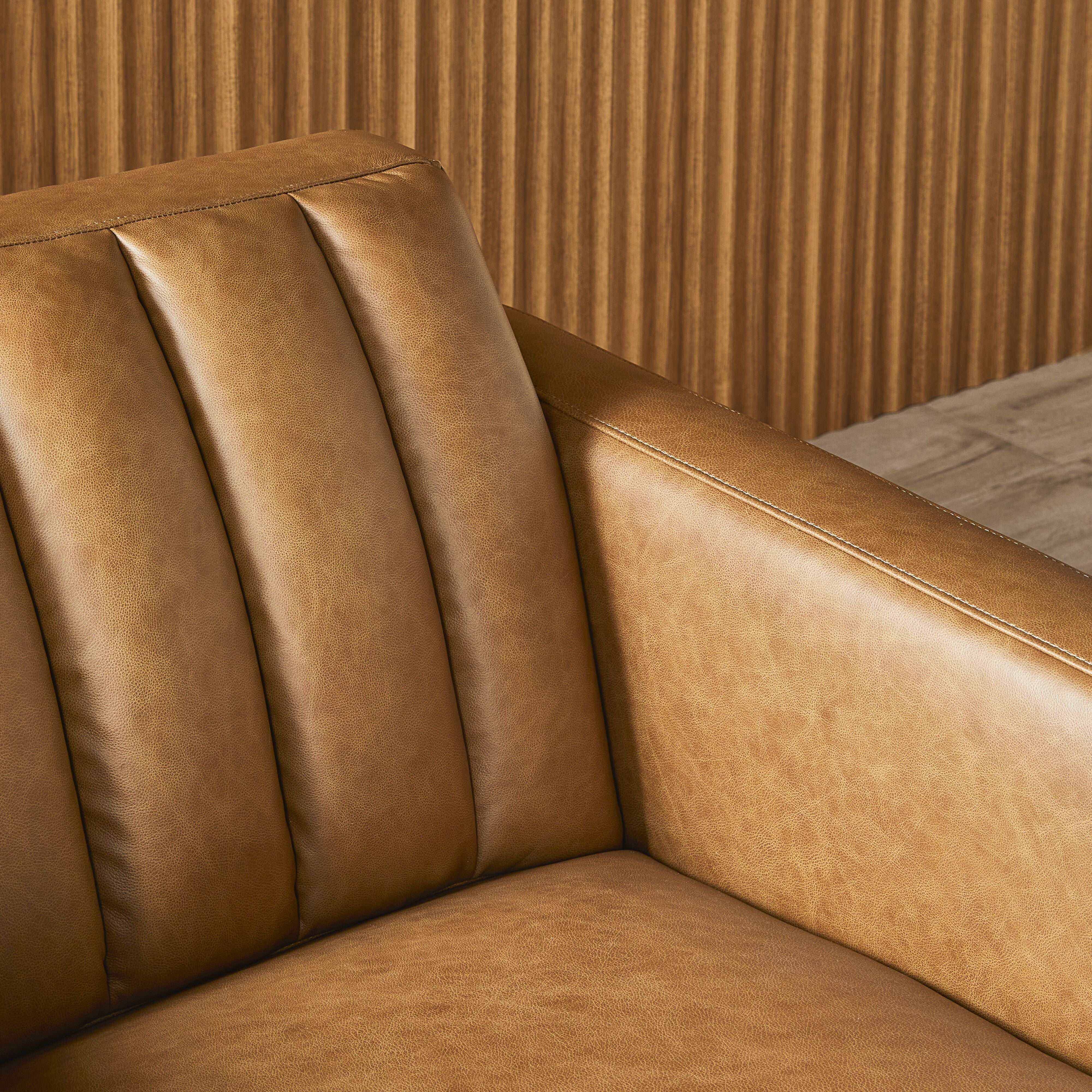 Stitch 3 Seater Leather Sofa Dakota Saddle - Image 4
