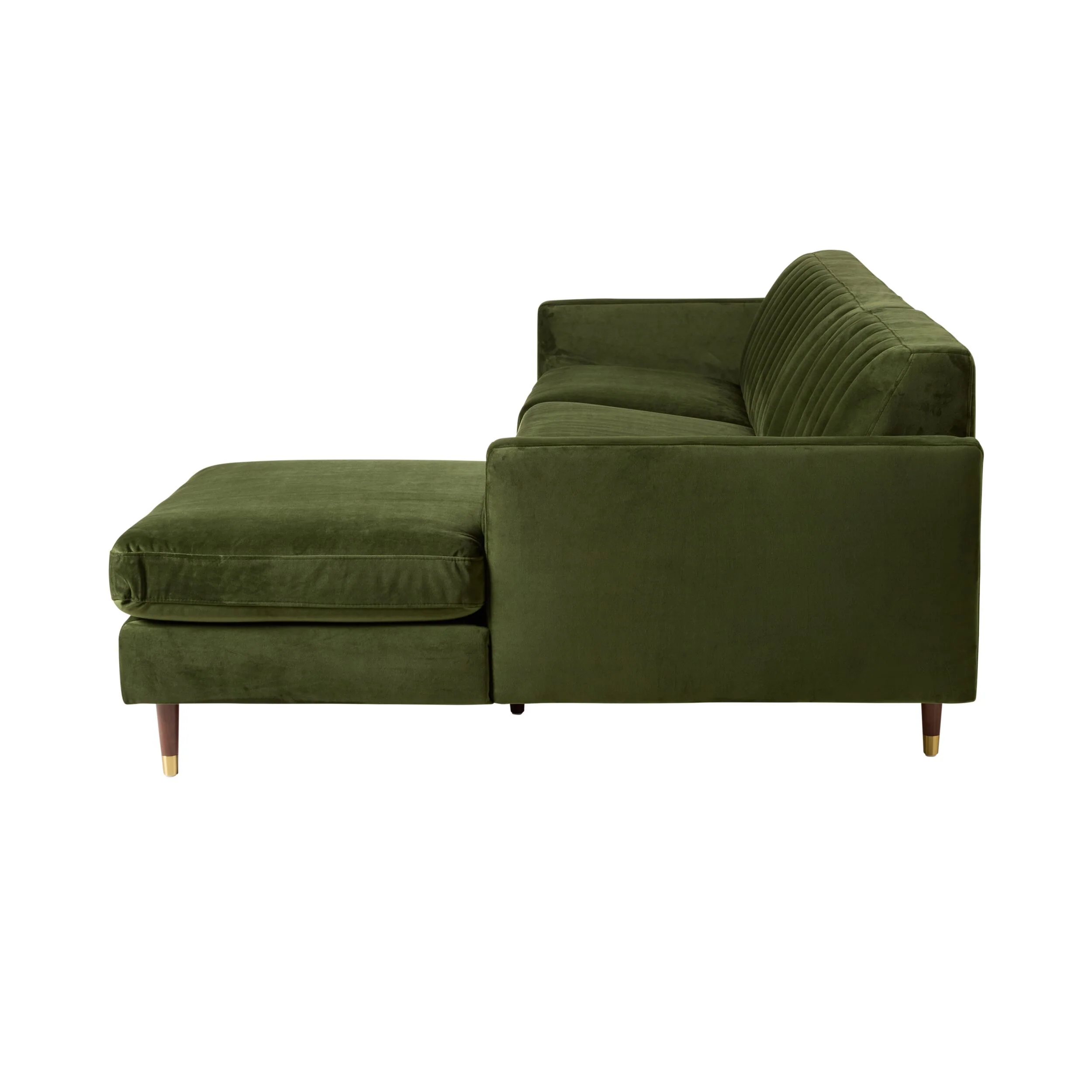 Stitch 3 Seater Velvet Chaise RHF Juniper Olive - Image 3