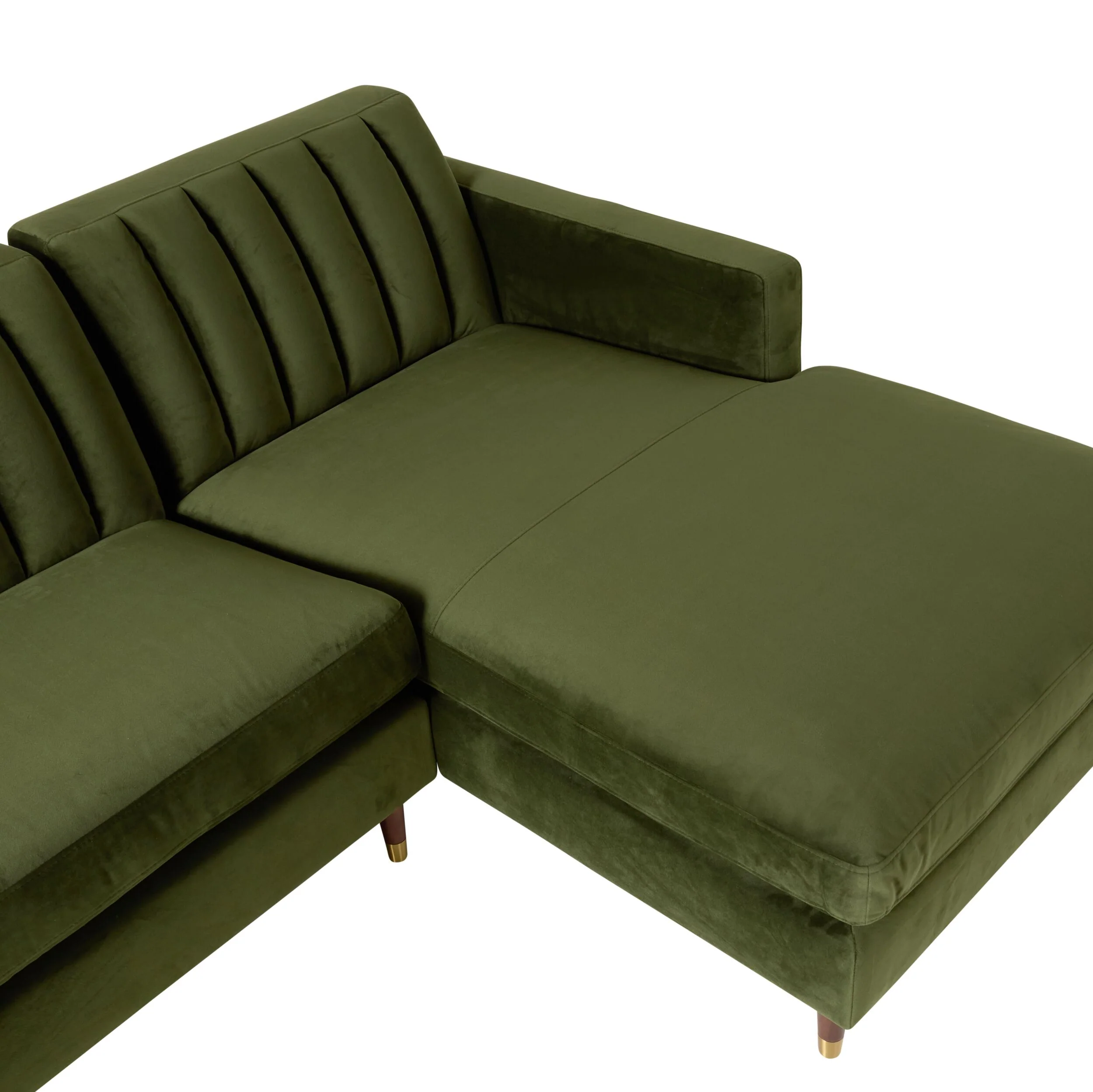 Stitch 3 Seater Velvet Chaise RHF Juniper Olive - Image 5