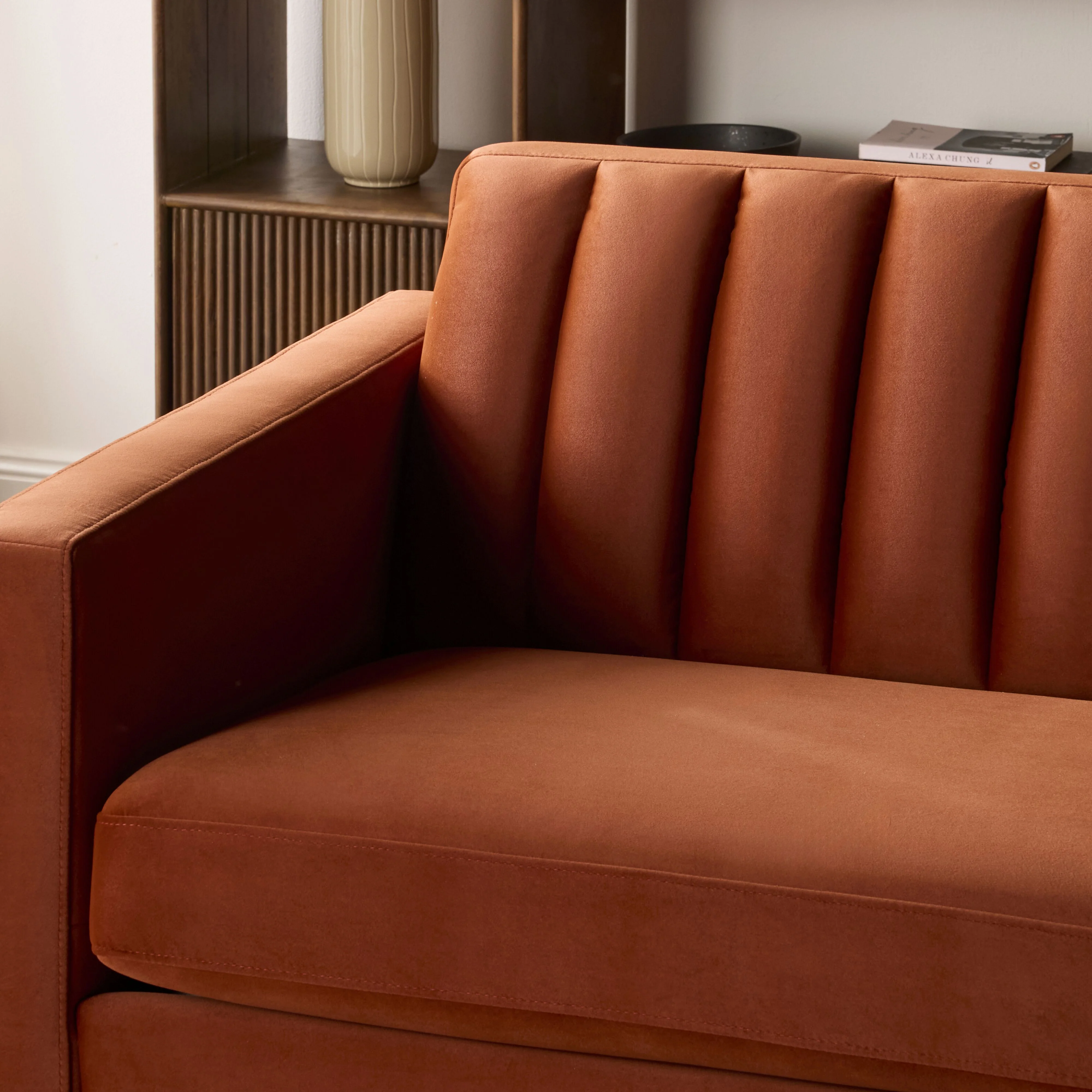 Stitch 3 Seater Velvet Sofa Copper - Image 10