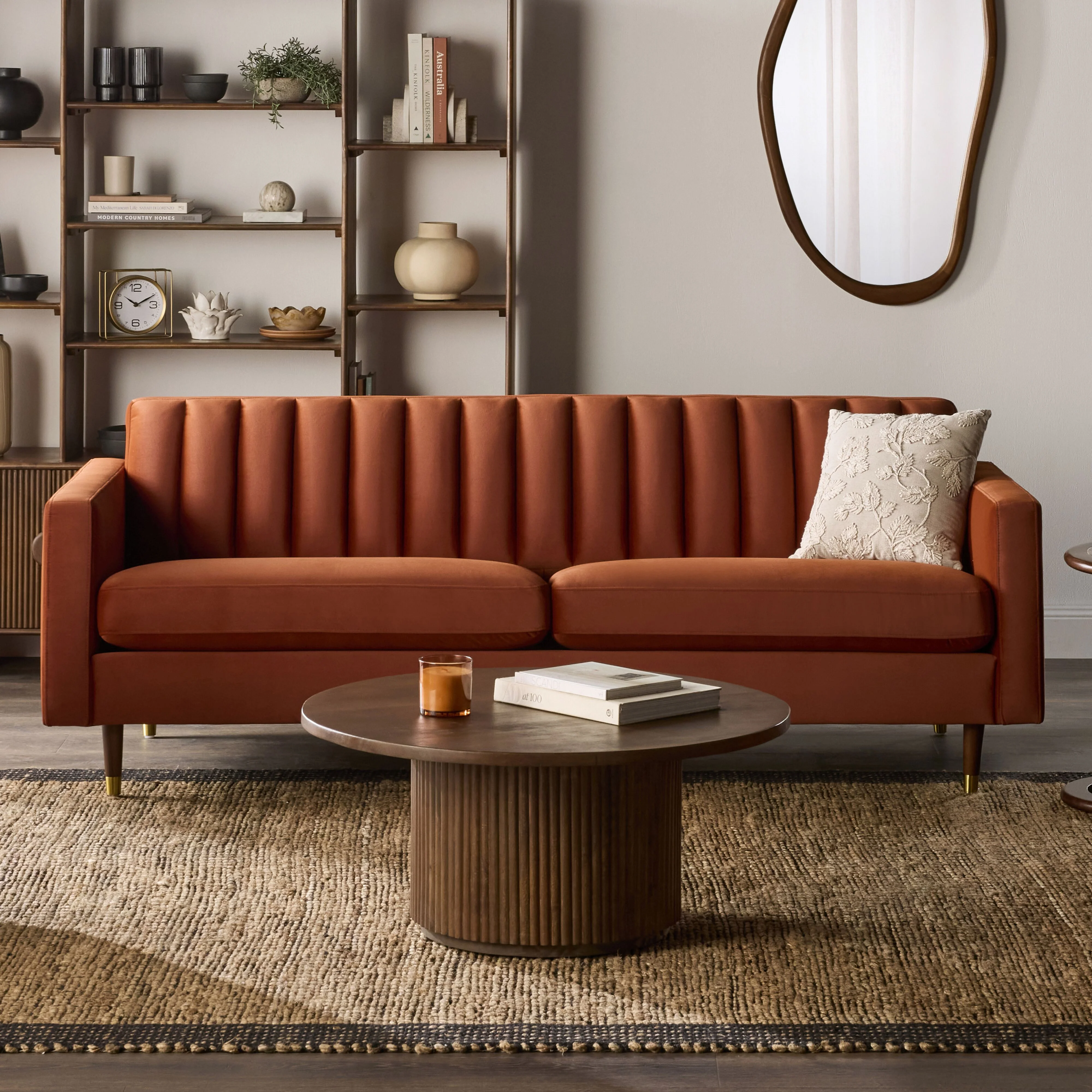 Stitch 3 Seater Velvet Sofa Copper - Image 7