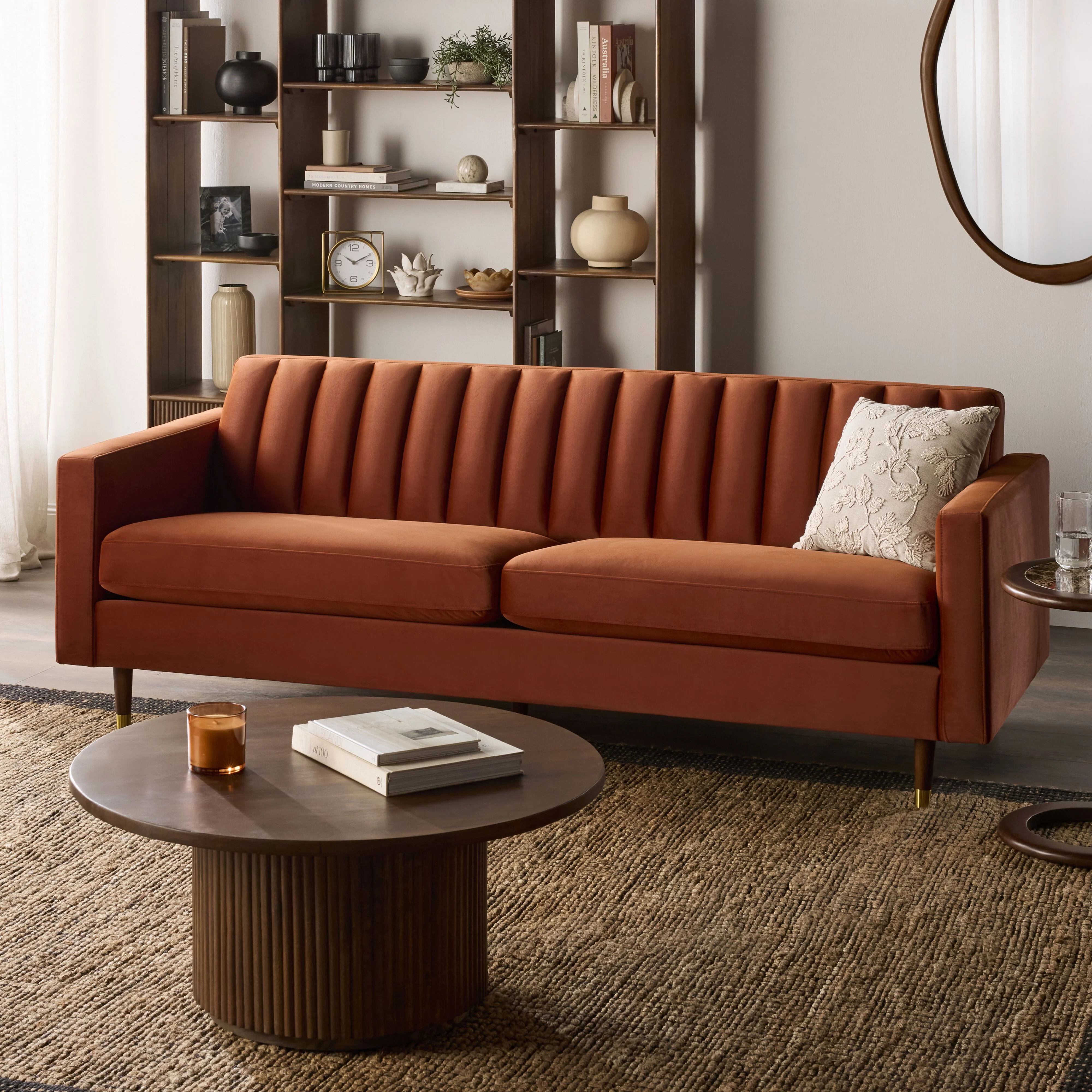 Stitch 3 Seater Velvet Sofa Copper - Image 8