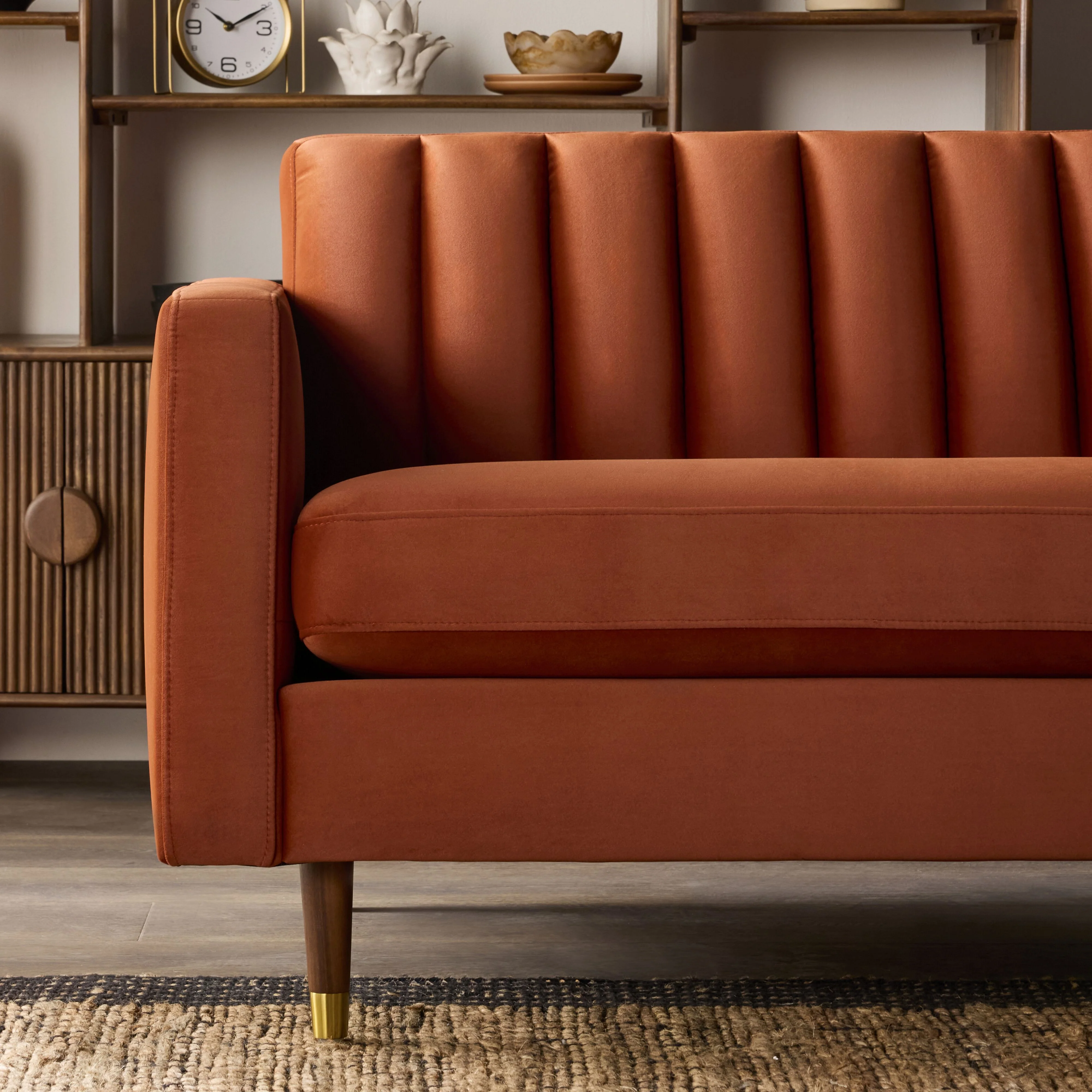 Stitch 3 Seater Velvet Sofa Copper - Image 9