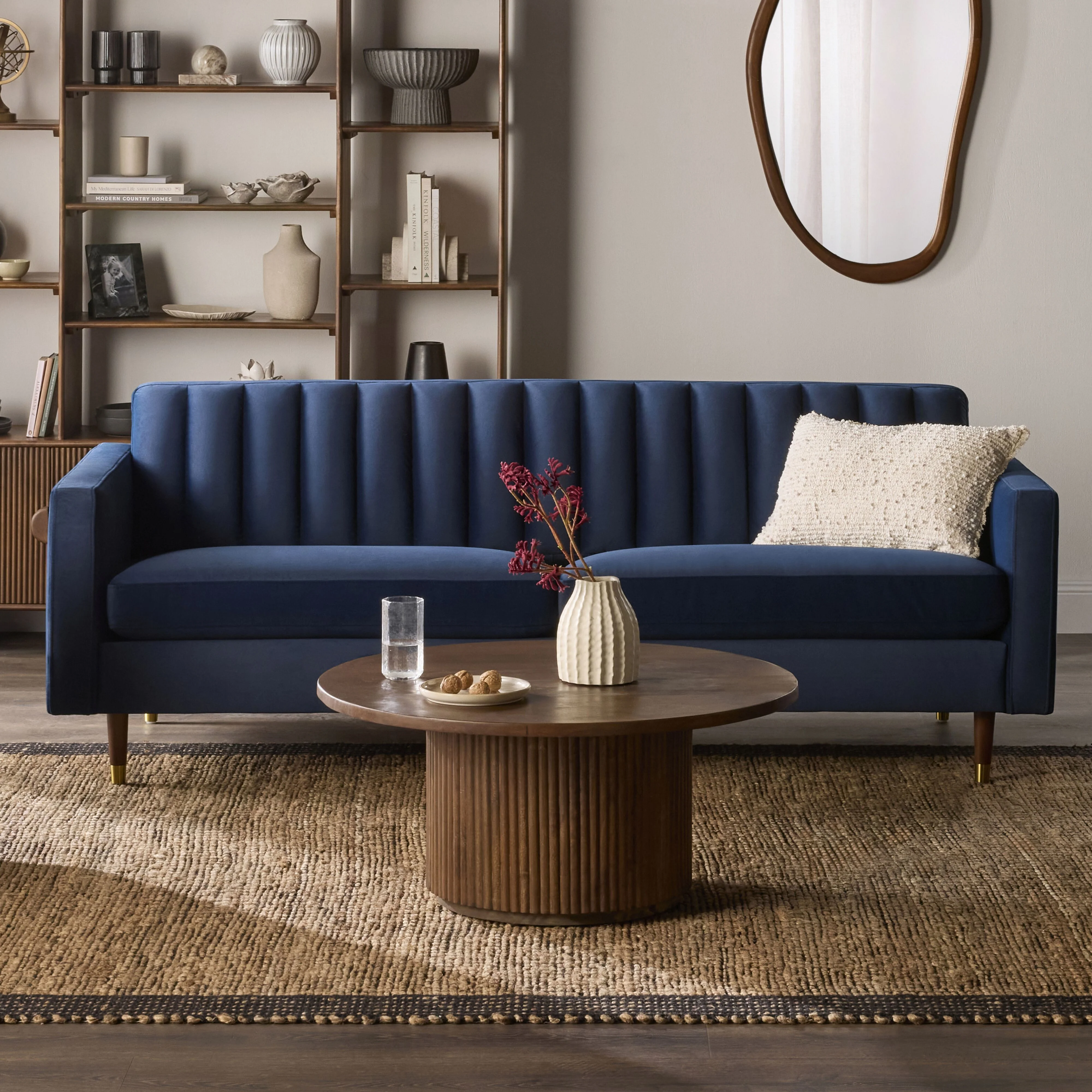 Stitch 3 Seater Velvet Sofa Indigo - Image 12