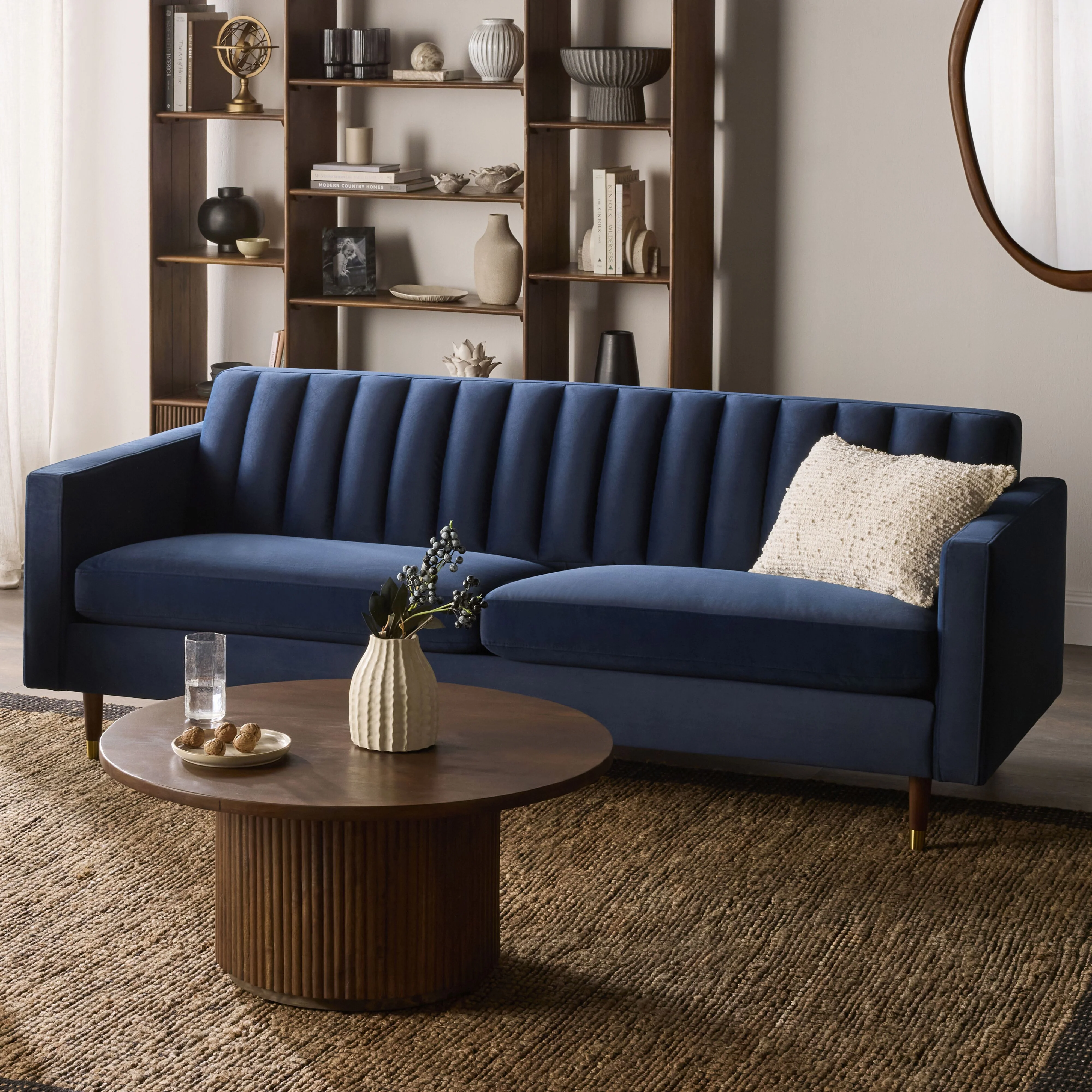 Stitch 3 Seater Velvet Sofa Indigo - Image 13