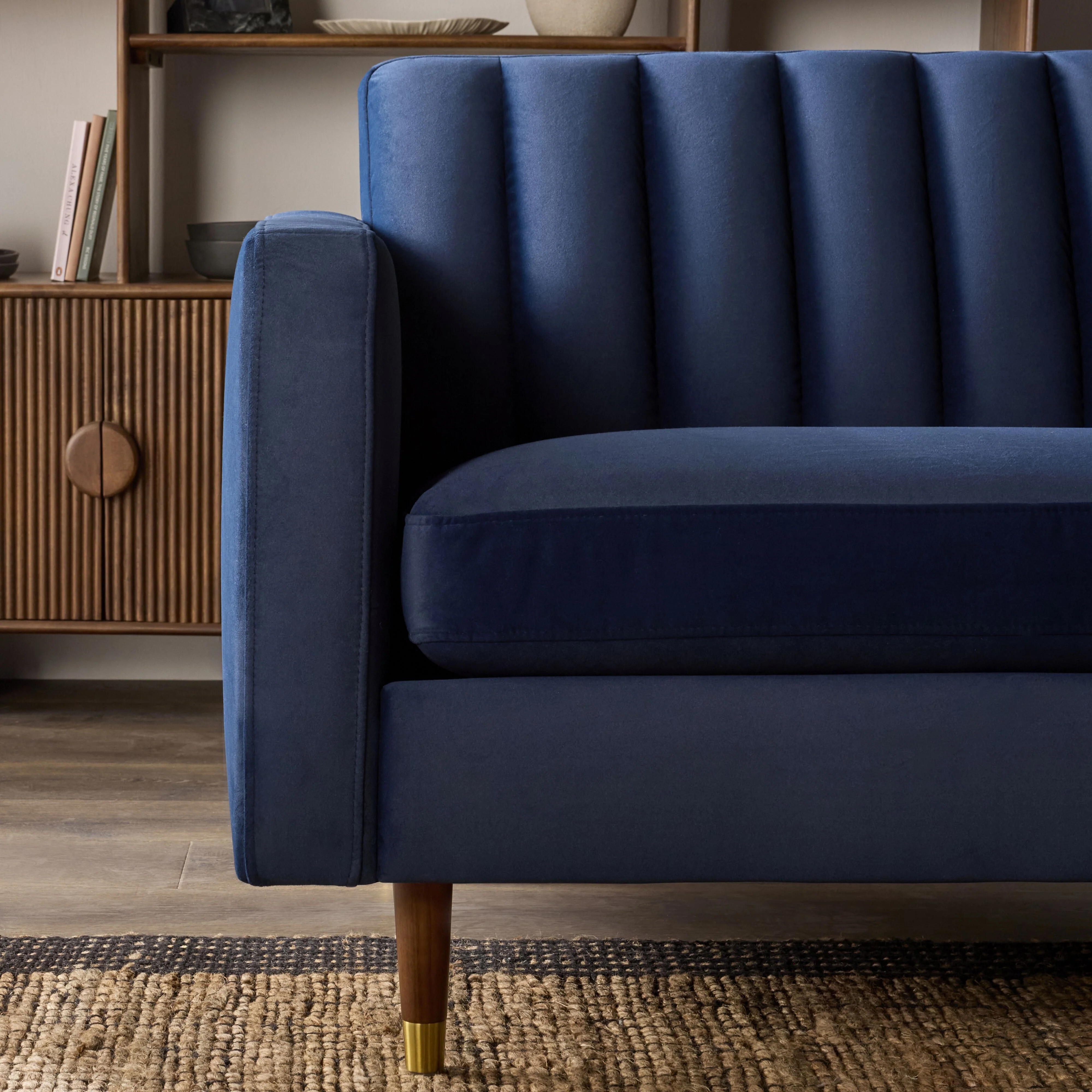Stitch 3 Seater Velvet Sofa Indigo - Image 14