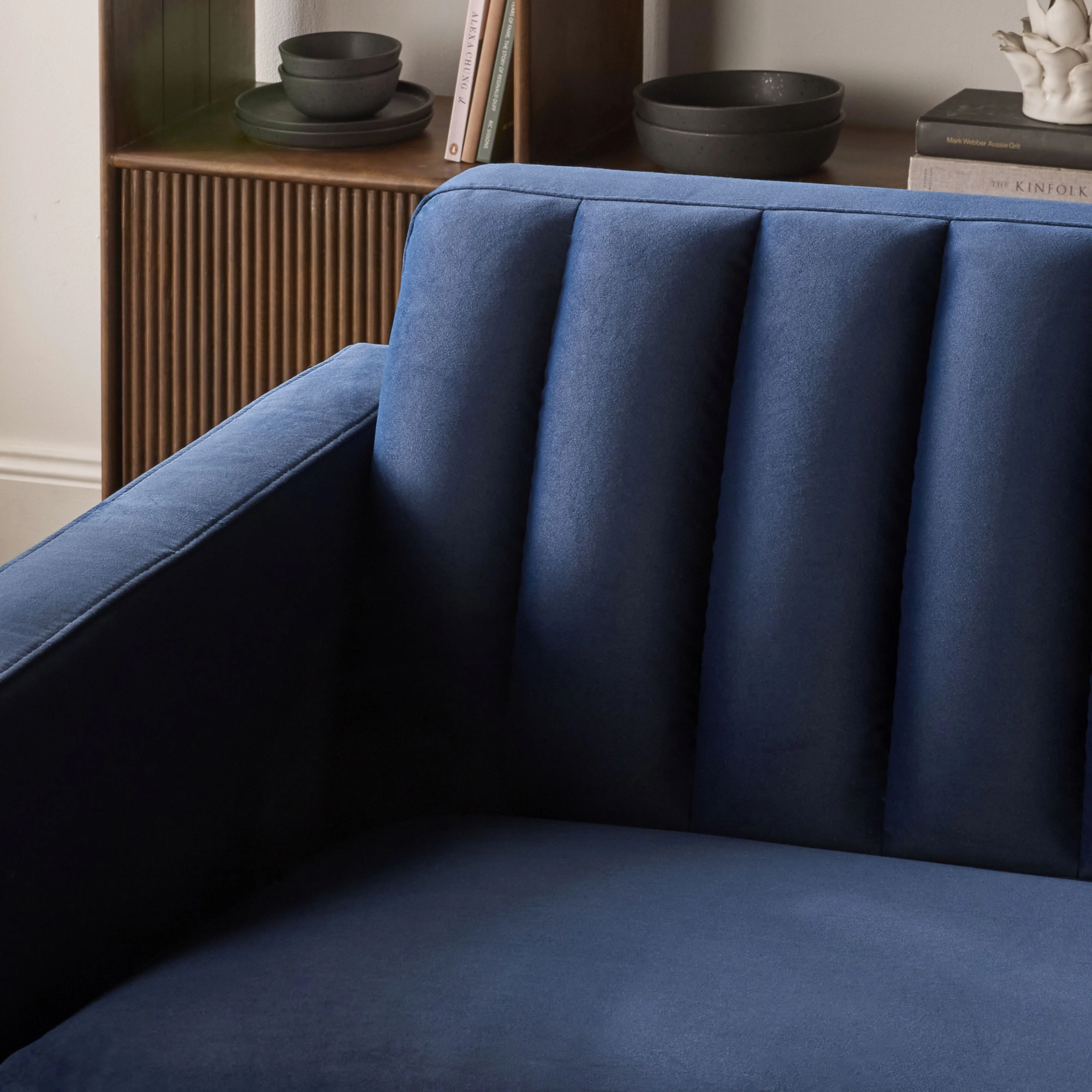 Stitch 3 Seater Velvet Sofa Indigo - Image 15