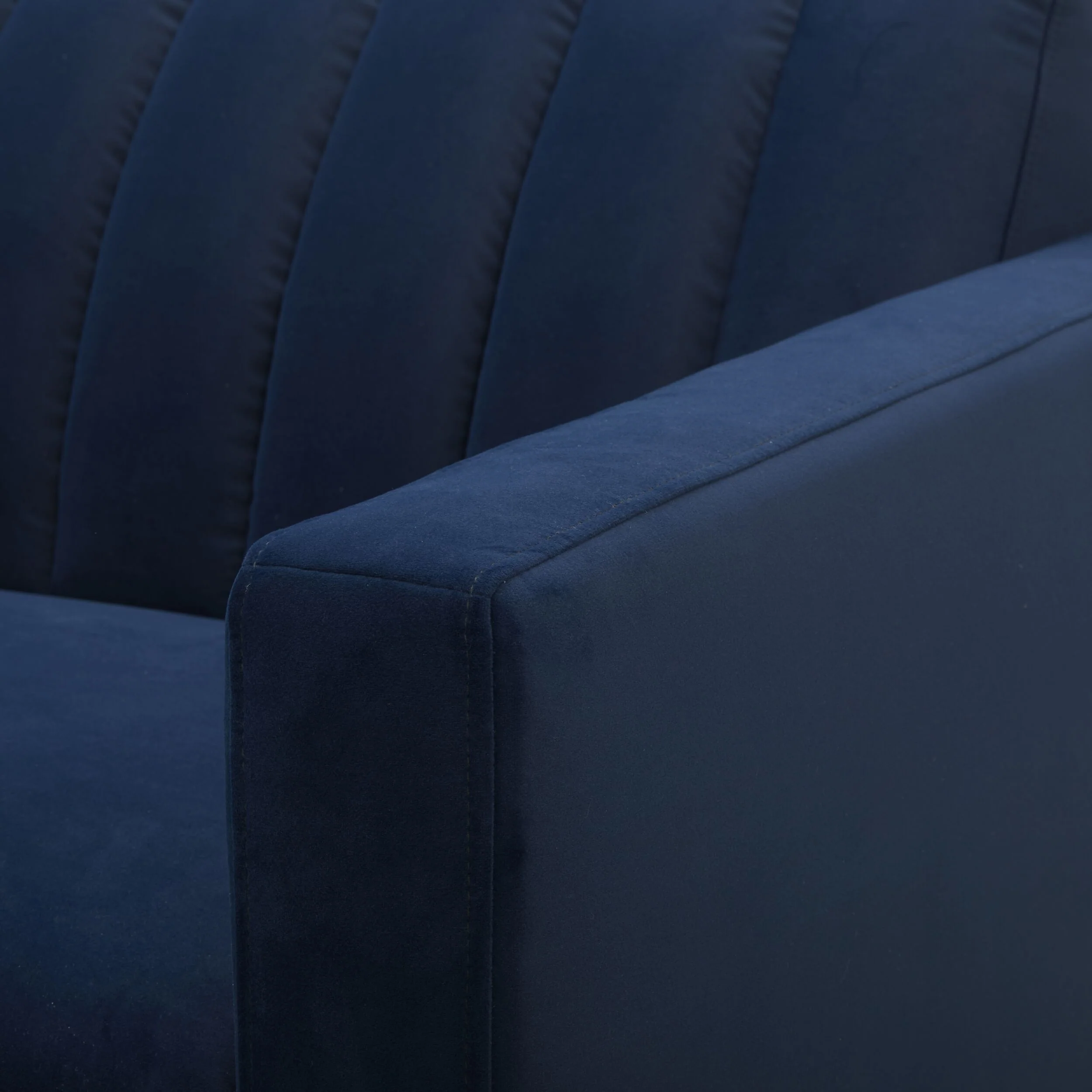 Stitch 3 Seater Velvet Sofa Indigo - Image 6