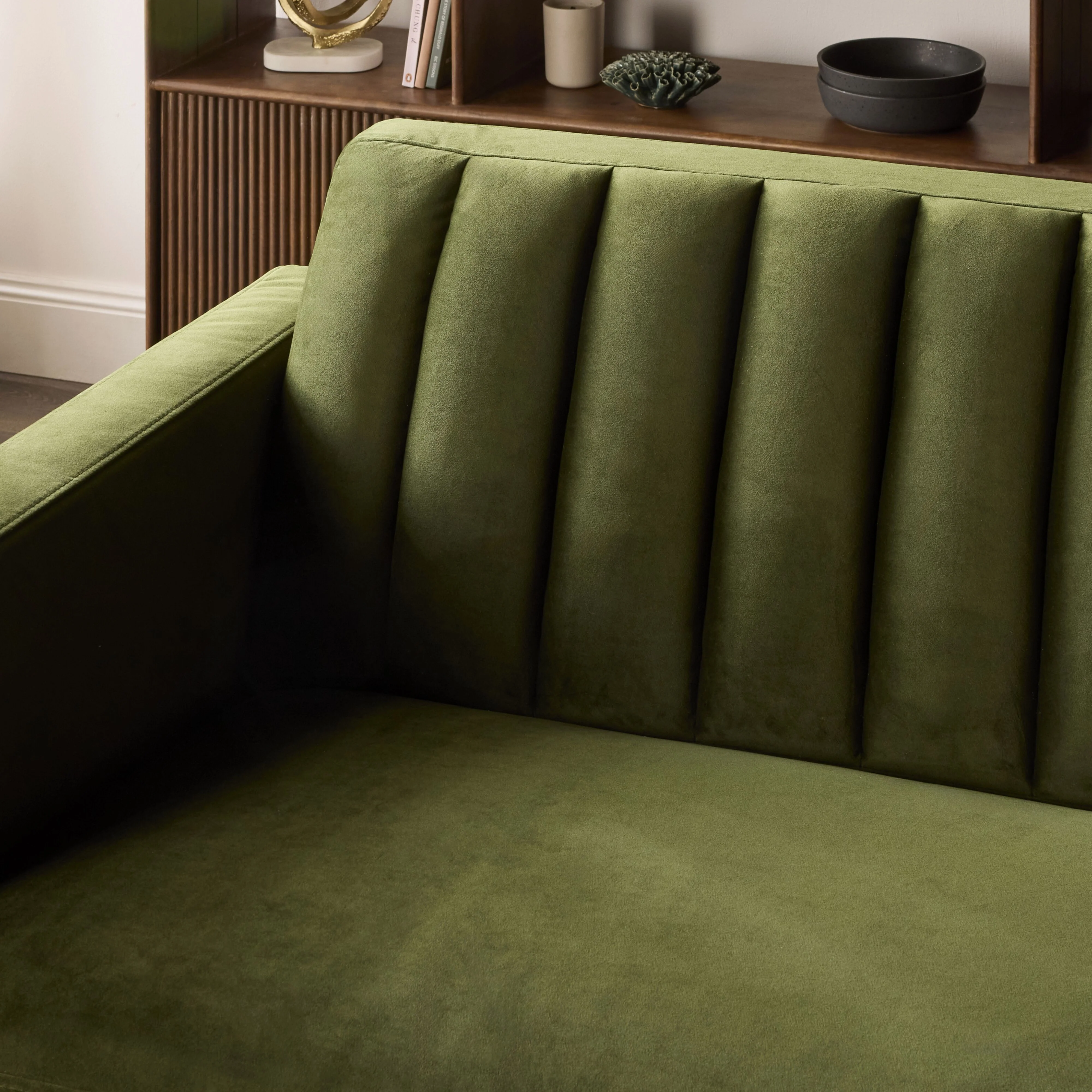 Stitch 3 Seater Velvet Sofa Juniper Olive - Image 10