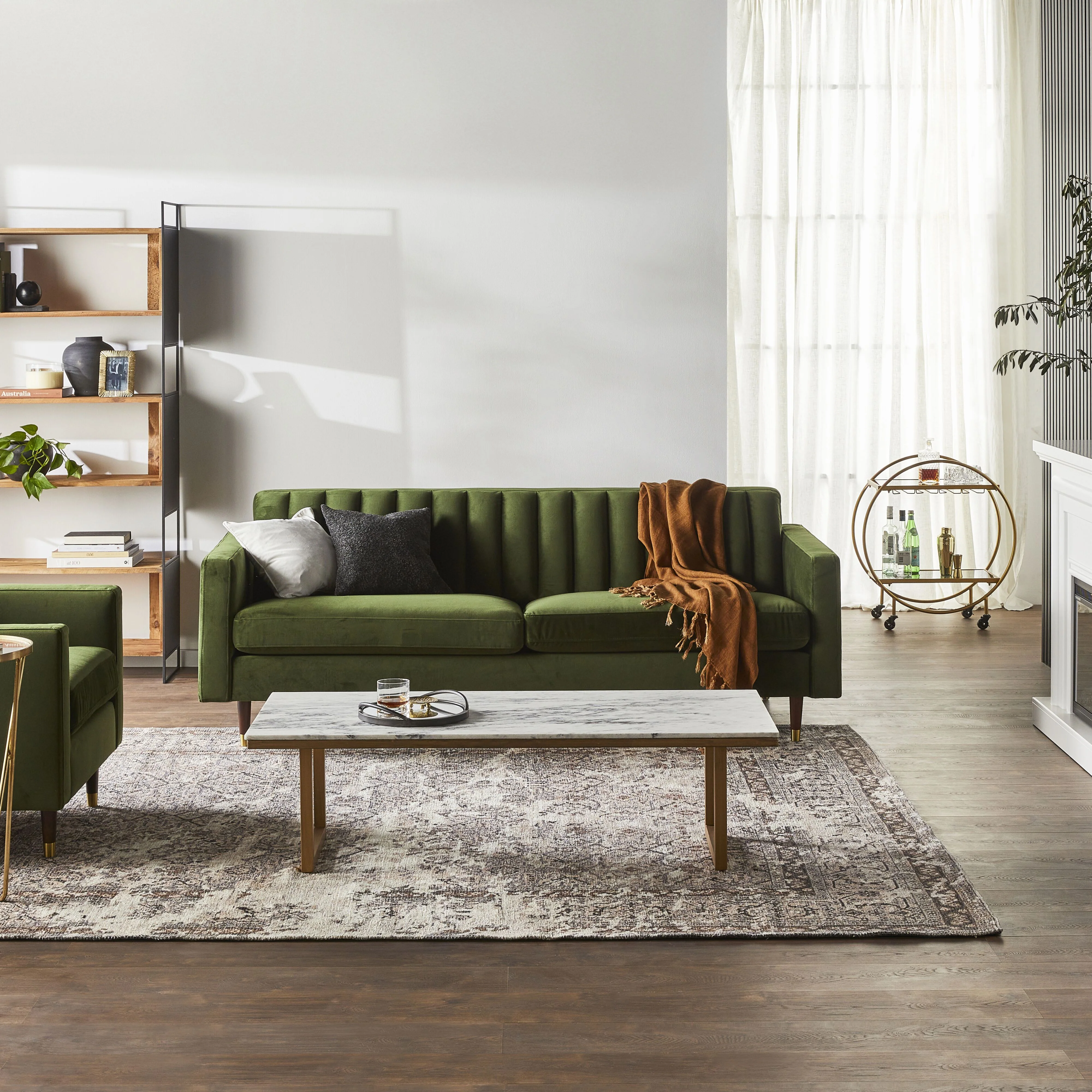 Stitch 3 Seater Velvet Sofa Juniper Olive - Image 6