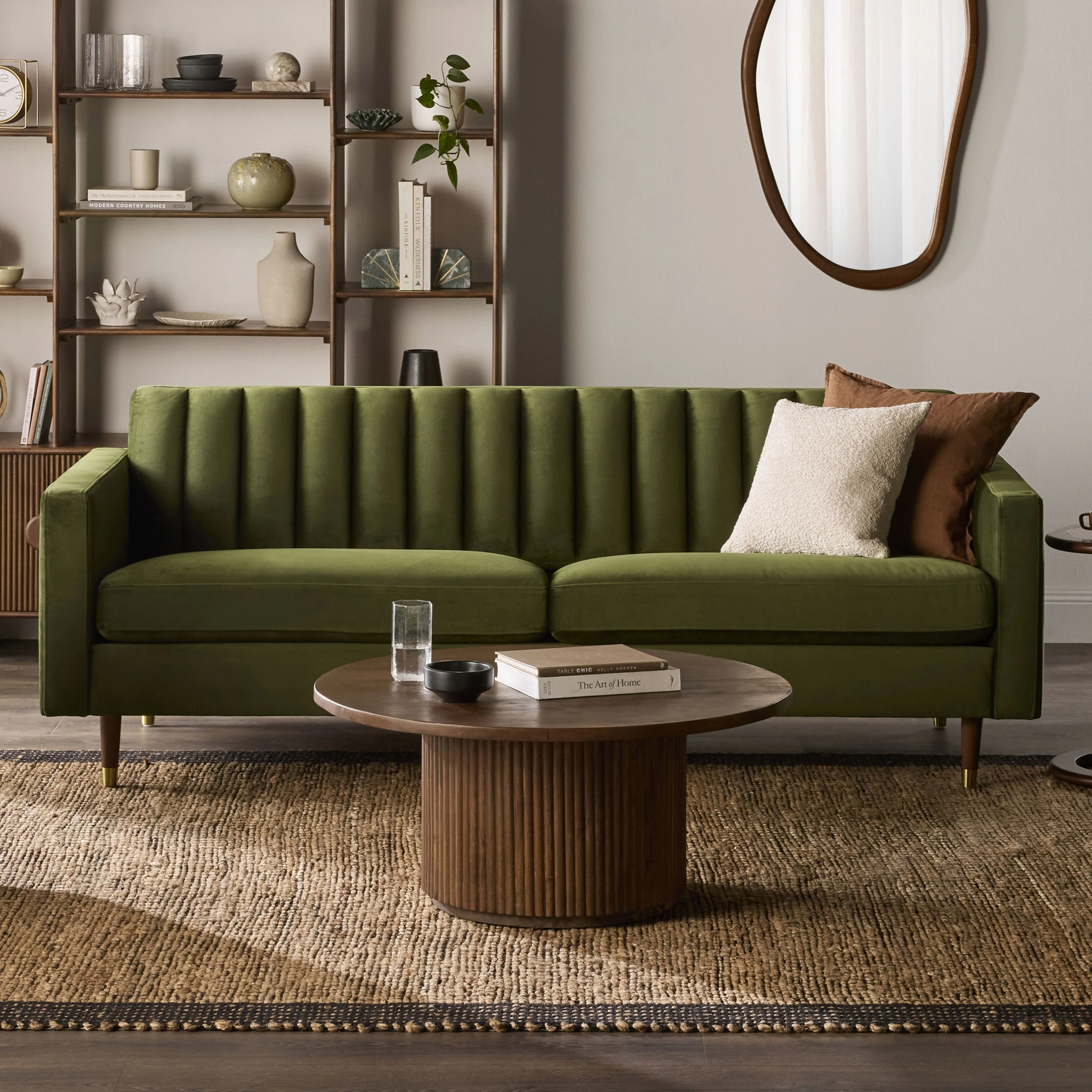 Stitch 3 Seater Velvet Sofa Juniper Olive - Image 7