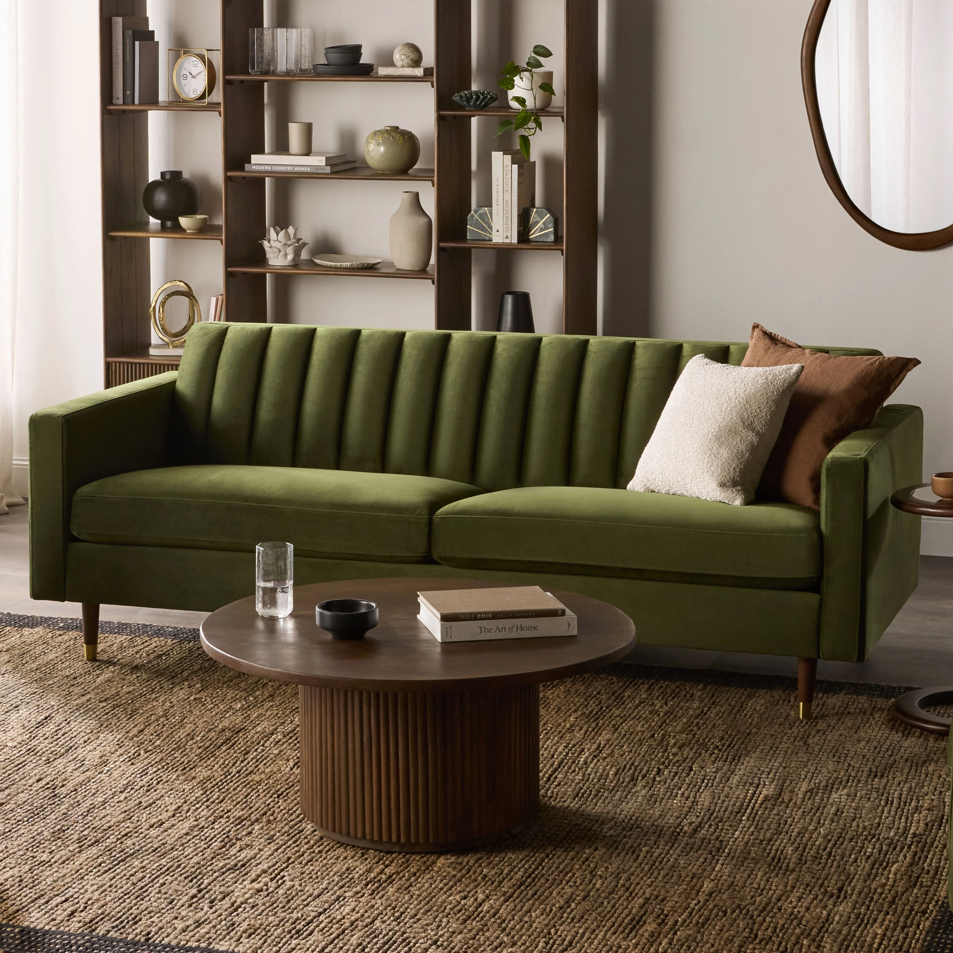 Stitch 3 Seater Velvet Sofa Juniper Olive - Image 8