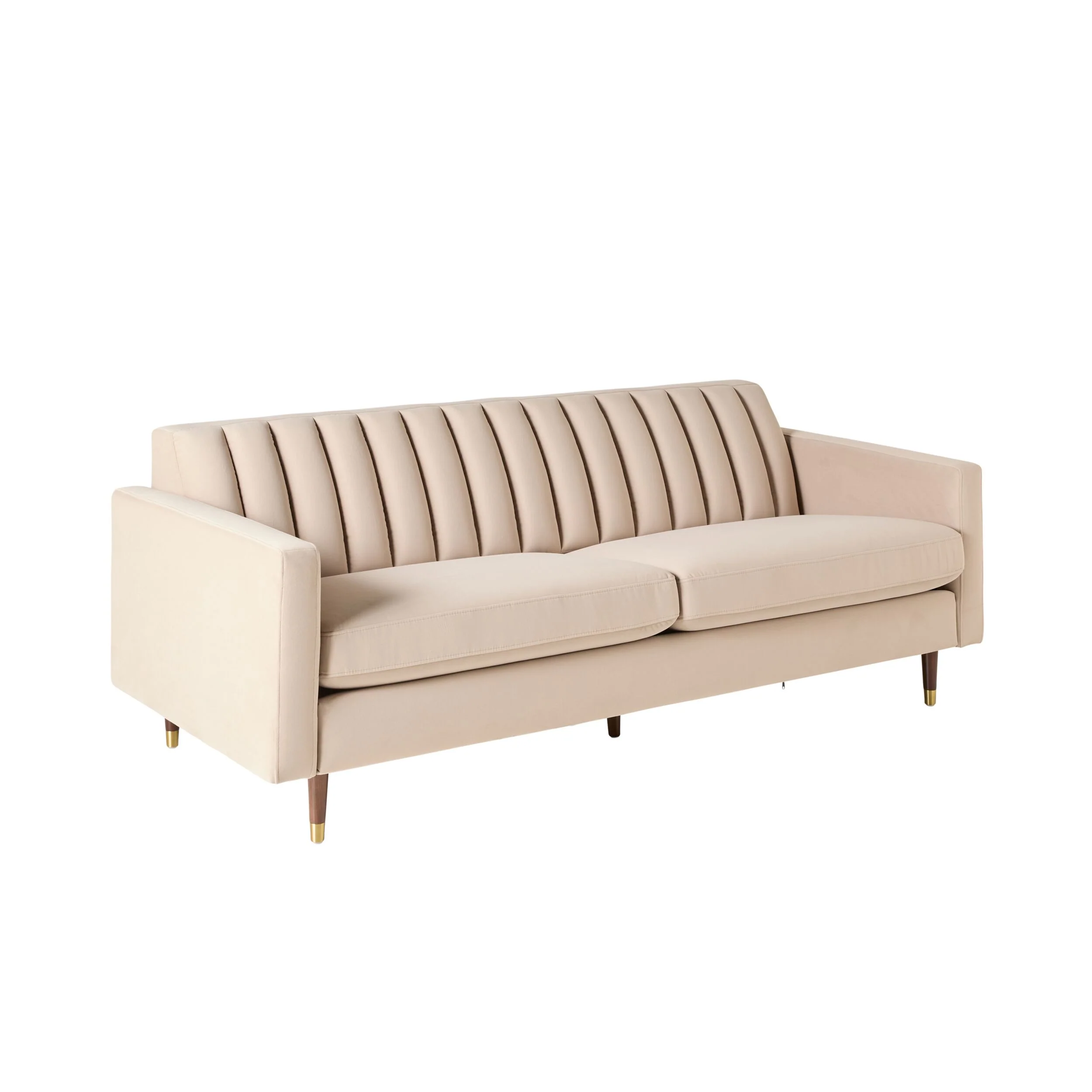 Stitch 3 Seater Velvet Sofa Taupe - Image 2