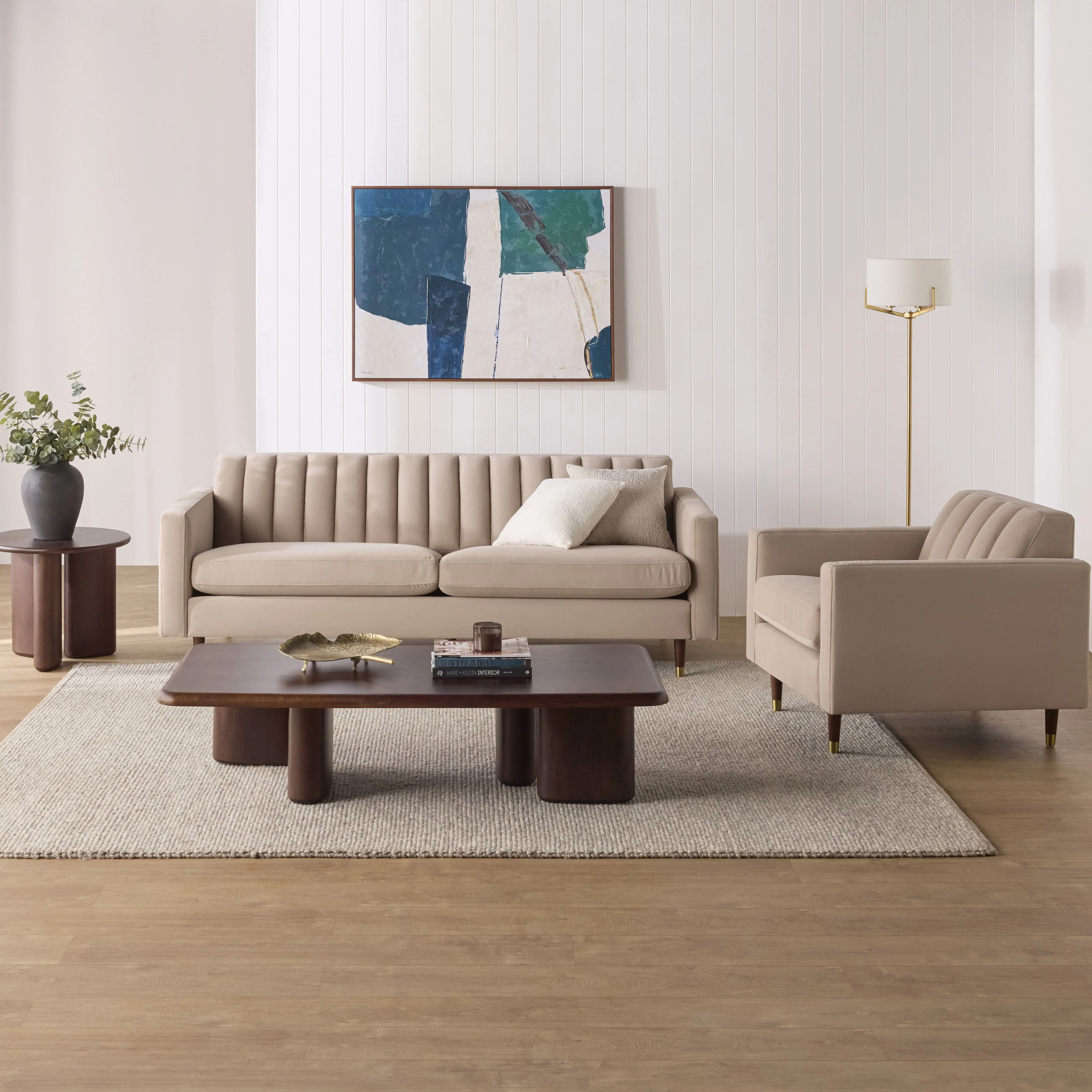 Stitch 3 Seater Velvet Sofa Taupe - Image 7