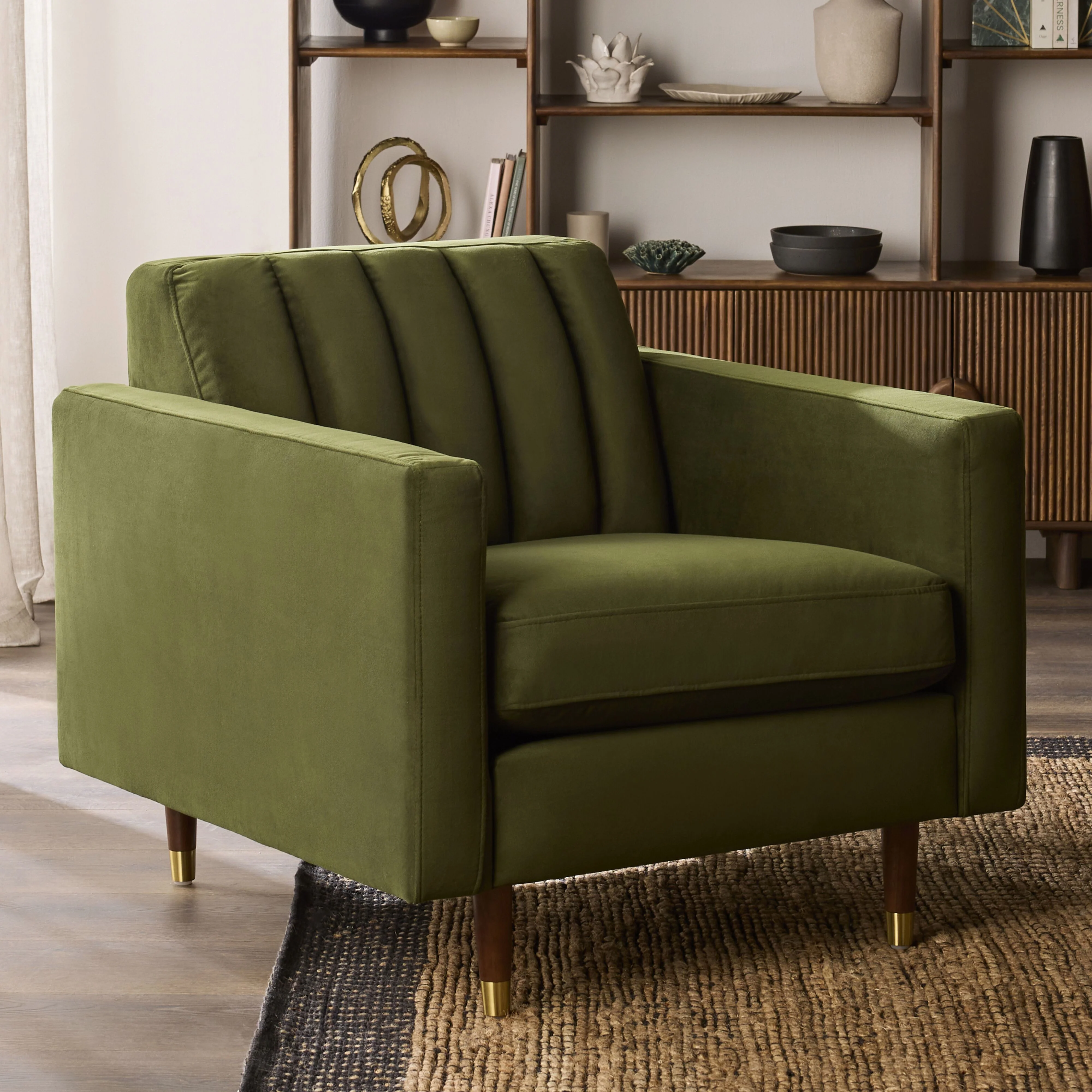 Stitch Velvet Armchair Juniper Olive - Image 7