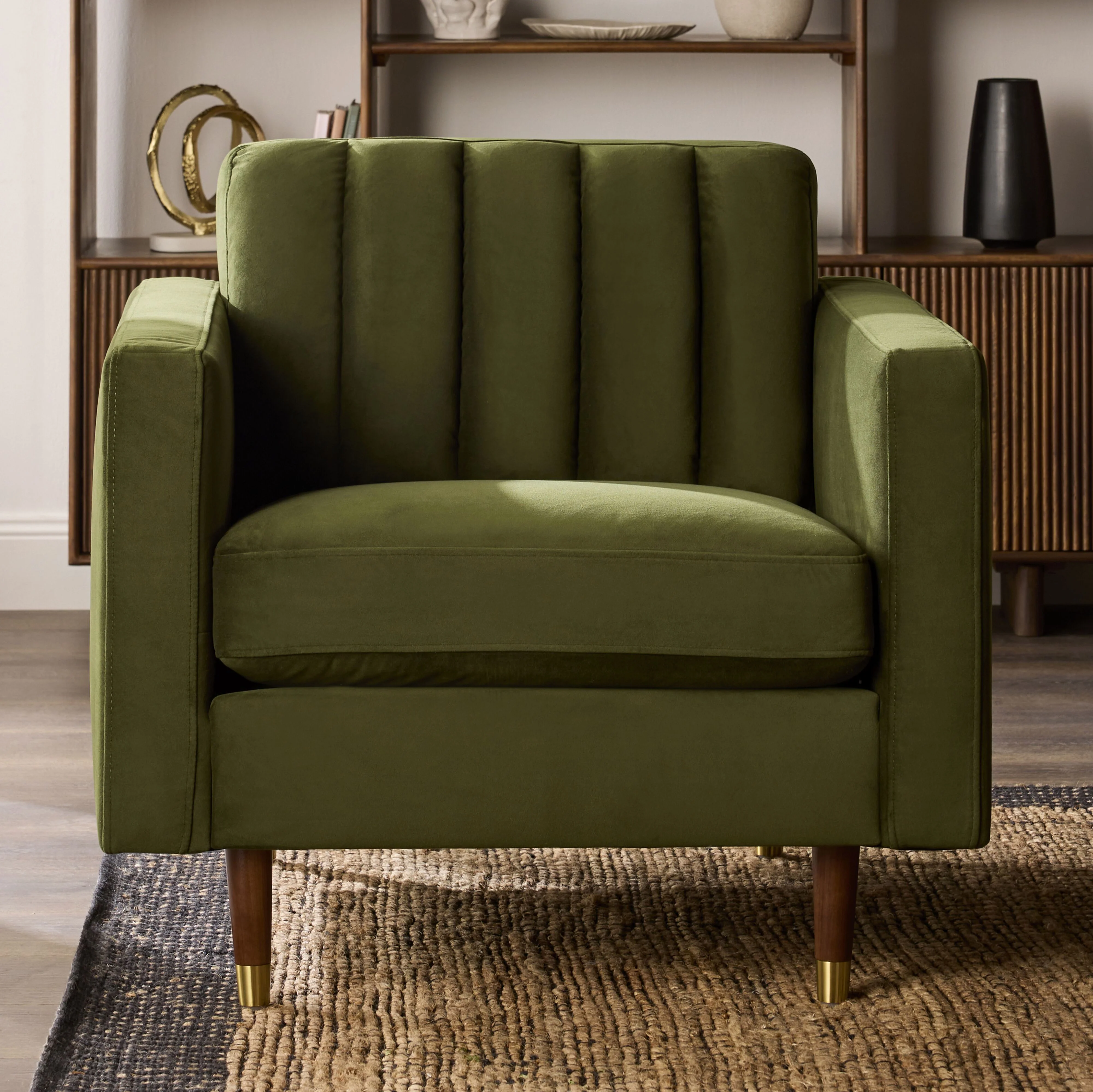 Stitch Velvet Armchair Juniper Olive - Image 8