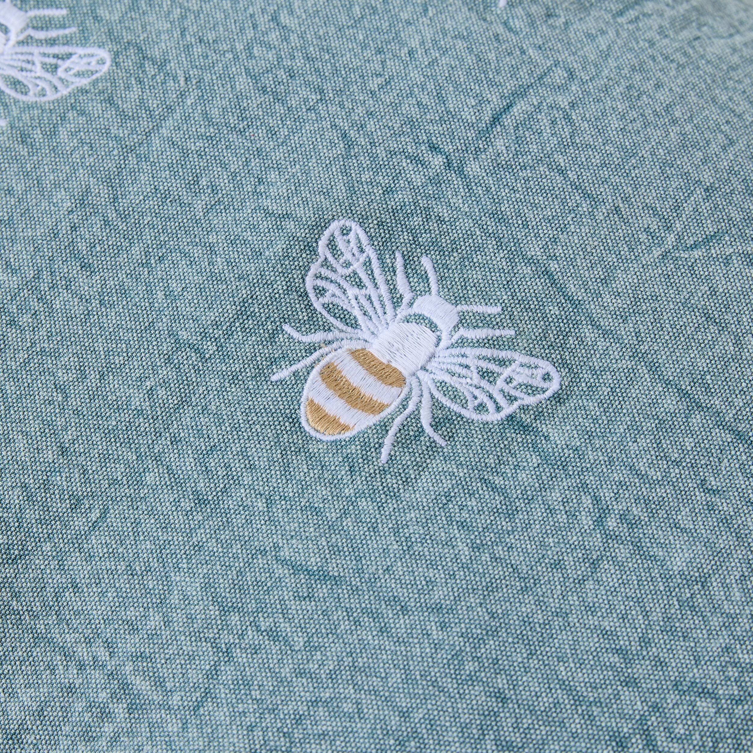 Stitch Beehive Embroidered Cushion Chambray - Image 2