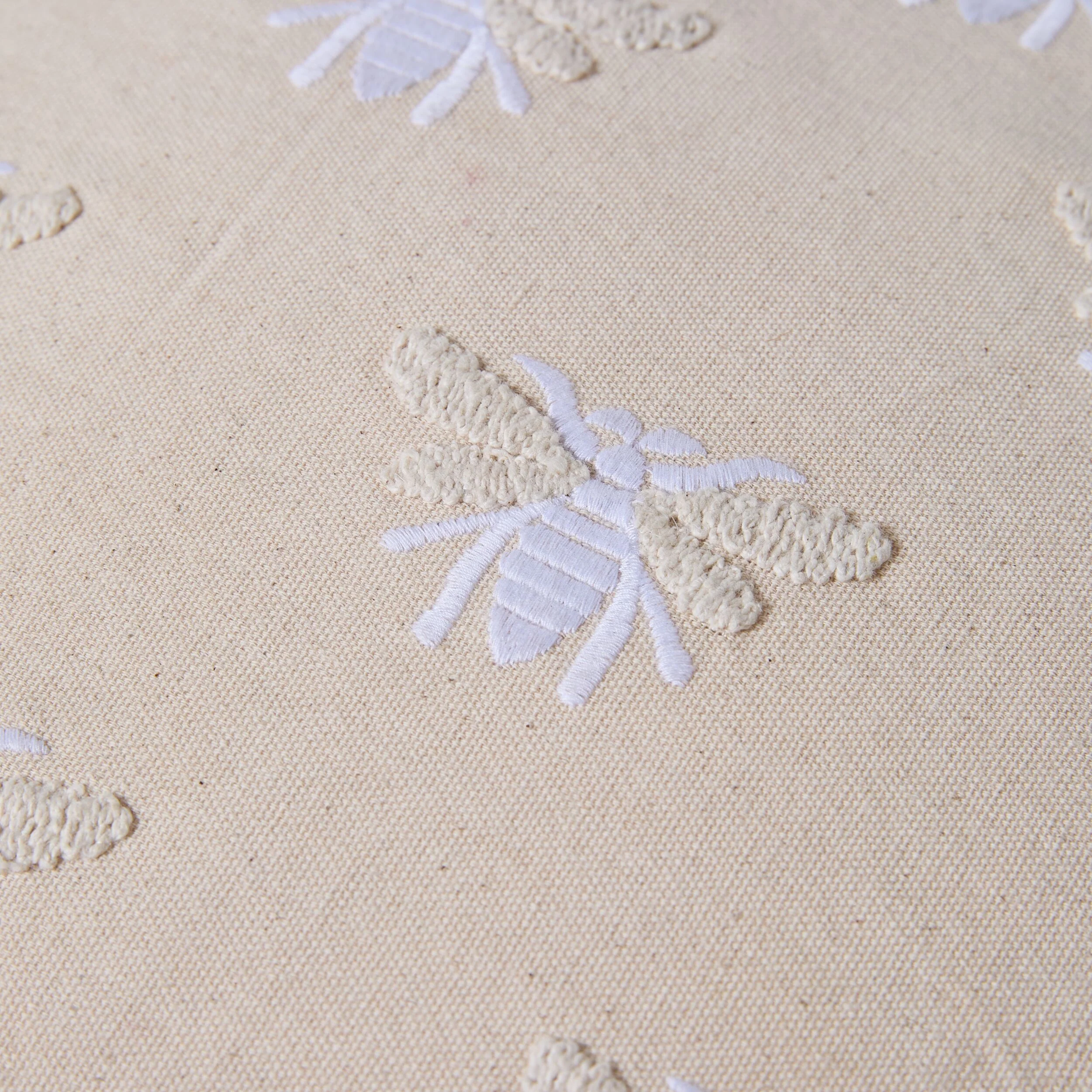 Stitch Honey Bee Embroidered Cushion Natural - Image 2