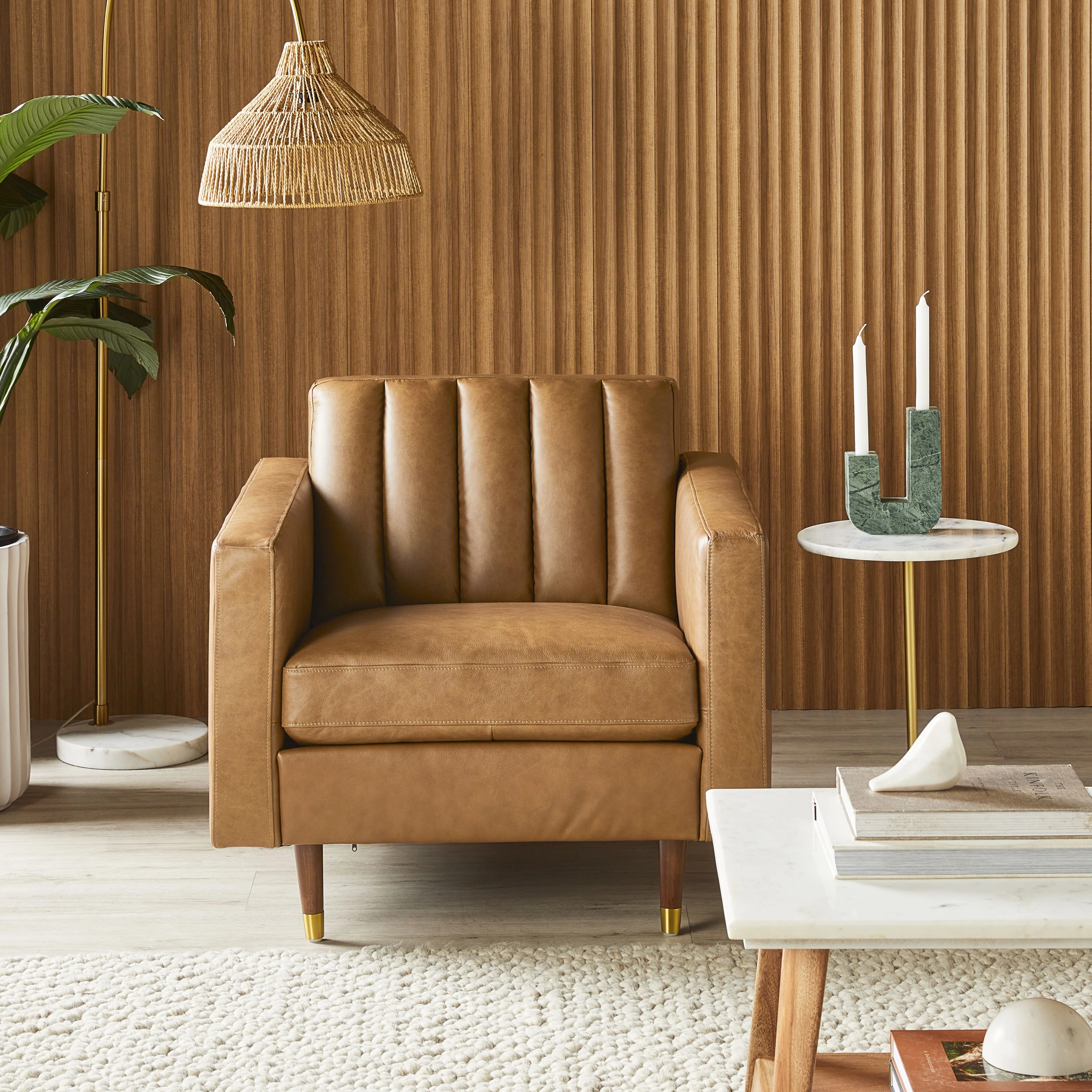 Stitch Leather Armchair Dakota Saddle - Image 7