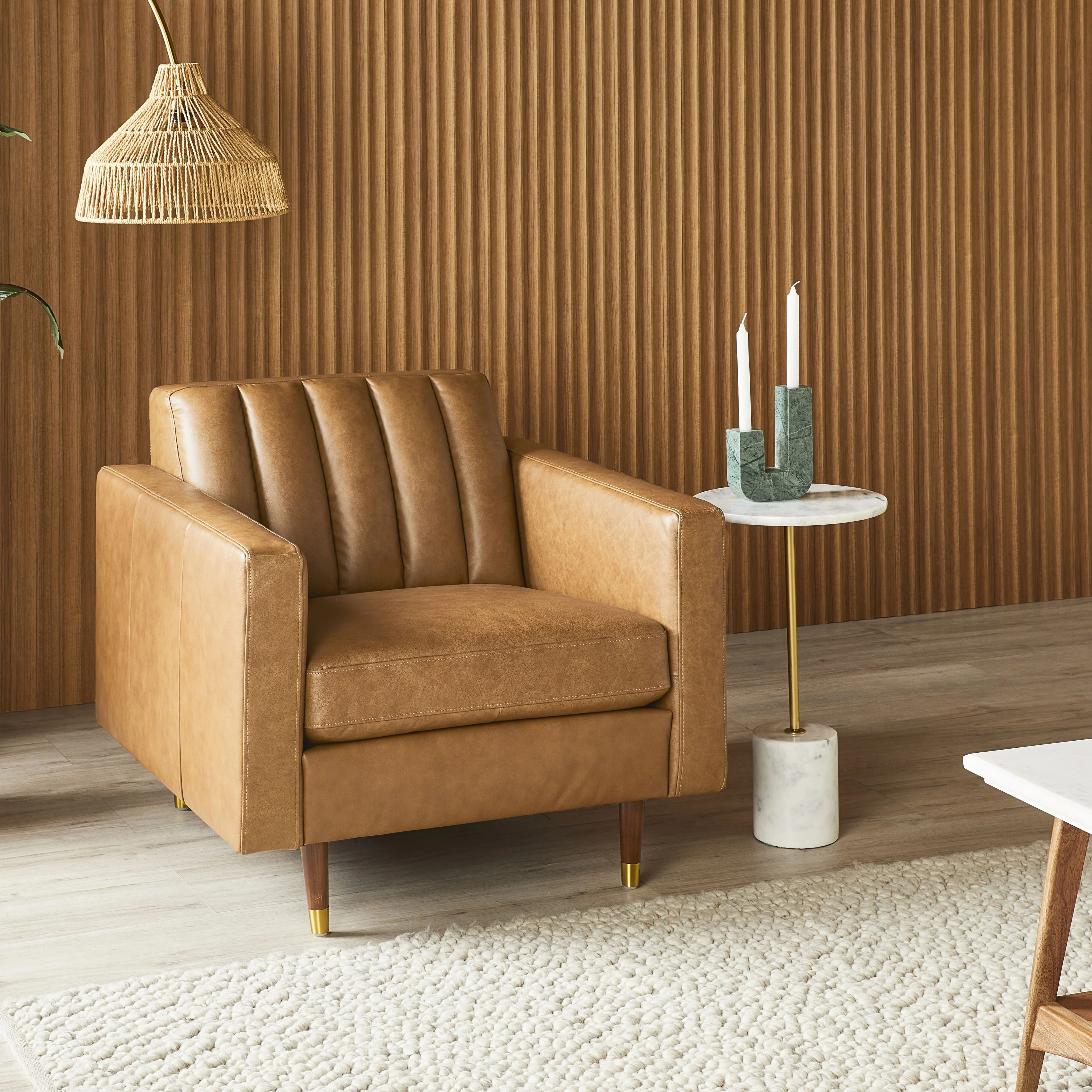 Stitch Leather Armchair Dakota Saddle - Image 8