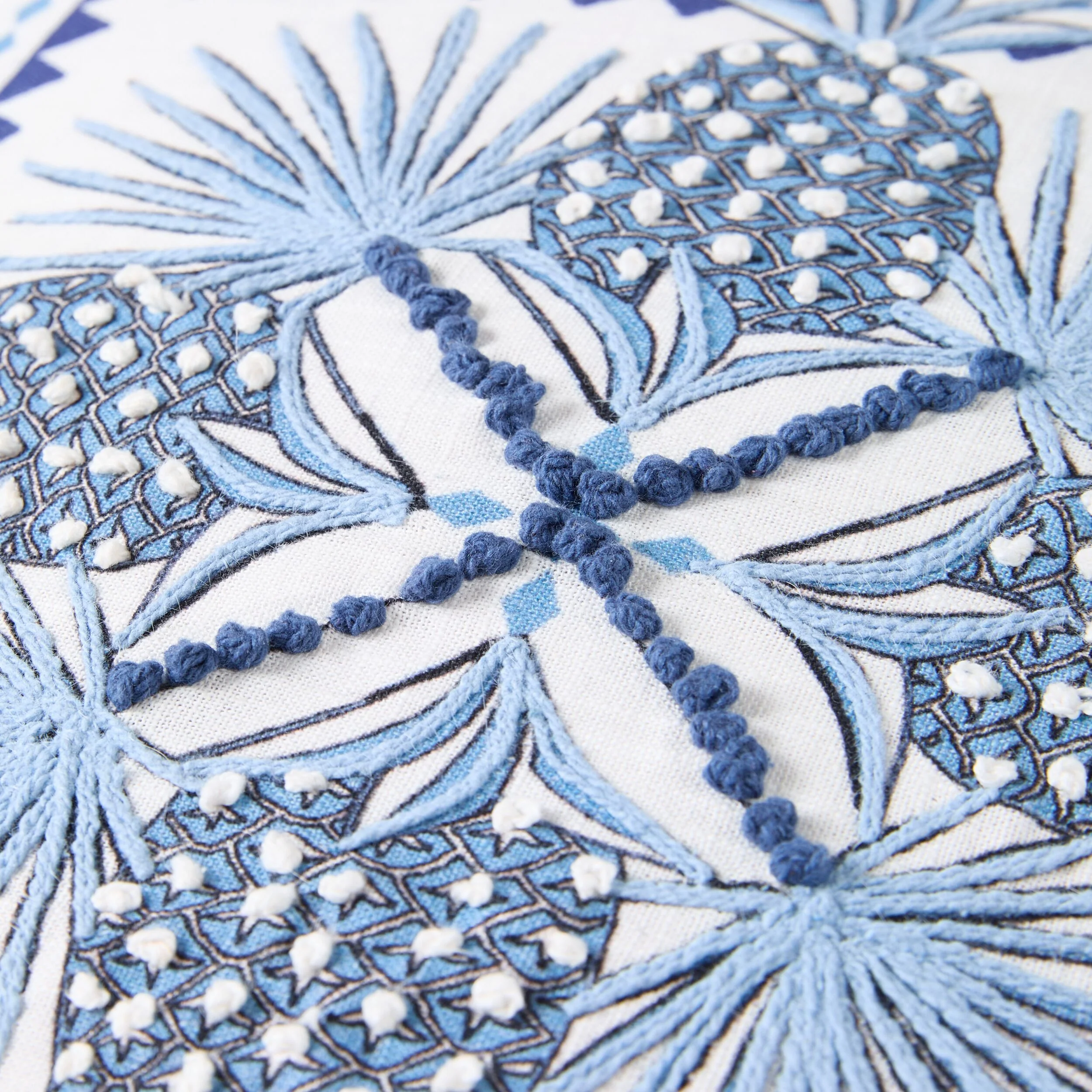 Stitch Pineapple Fan Embroidered Cushion - Image 2