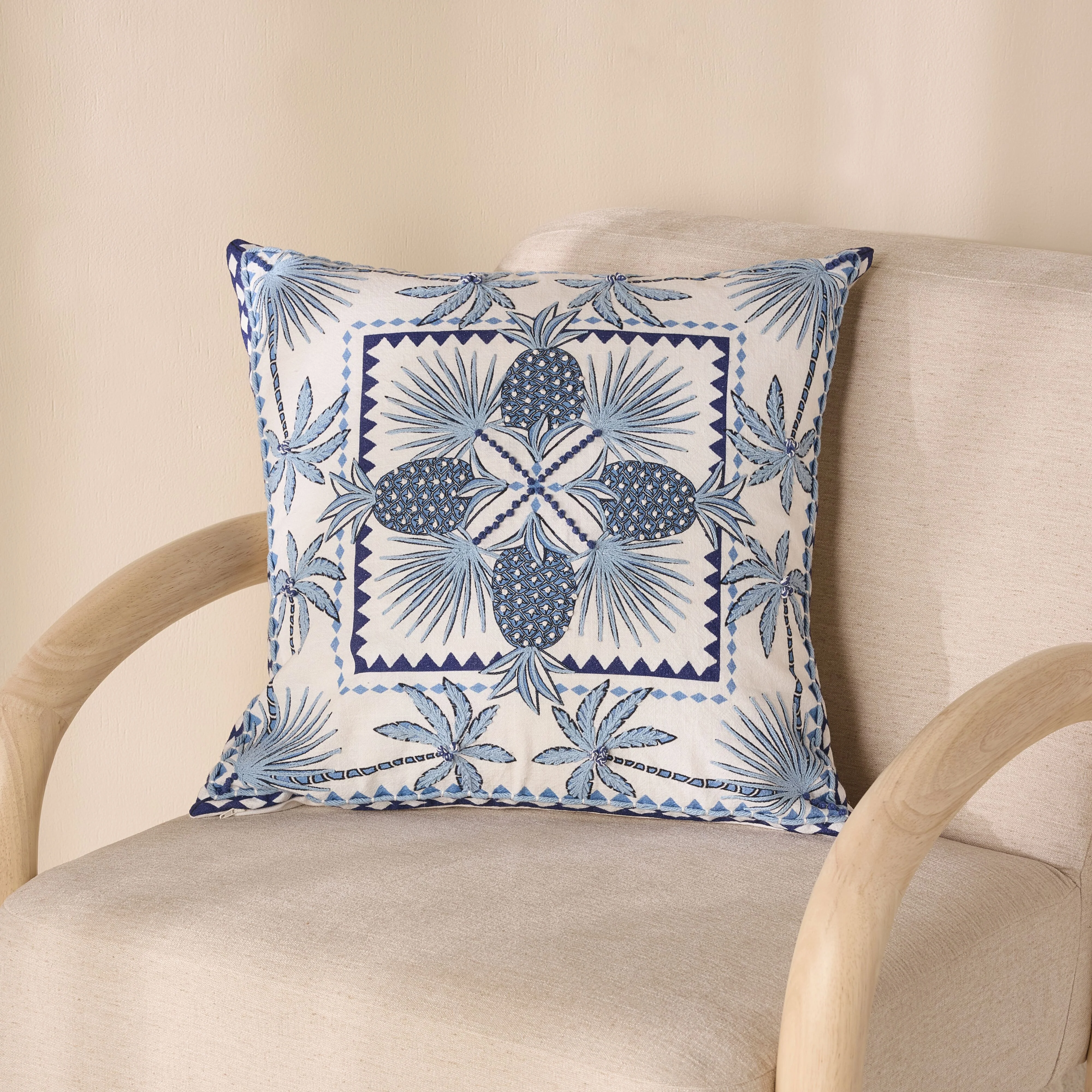 Stitch Pineapple Fan Embroidered Cushion - Image 5