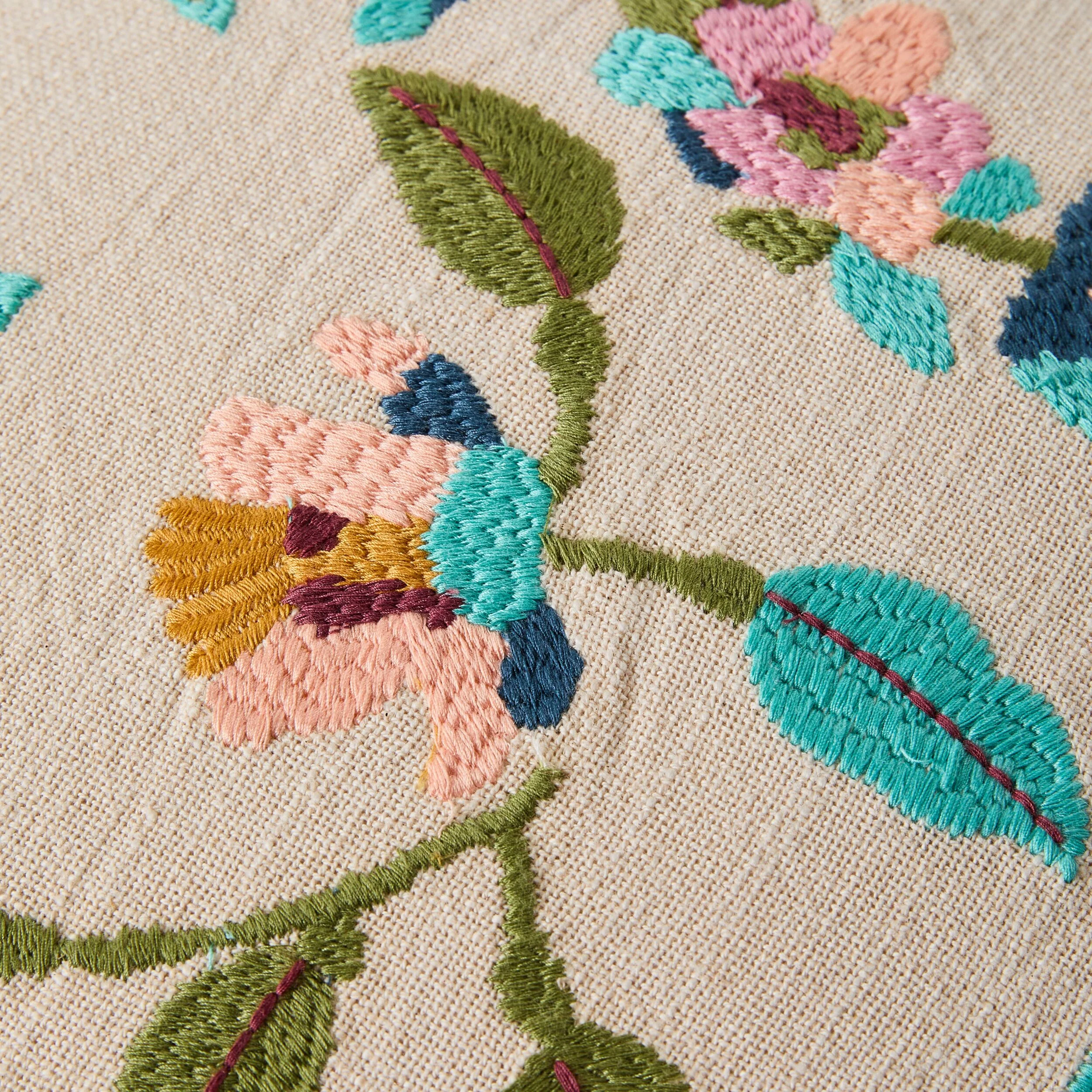 Stitch Summer Bloom Embroidered Cushion - Image 3