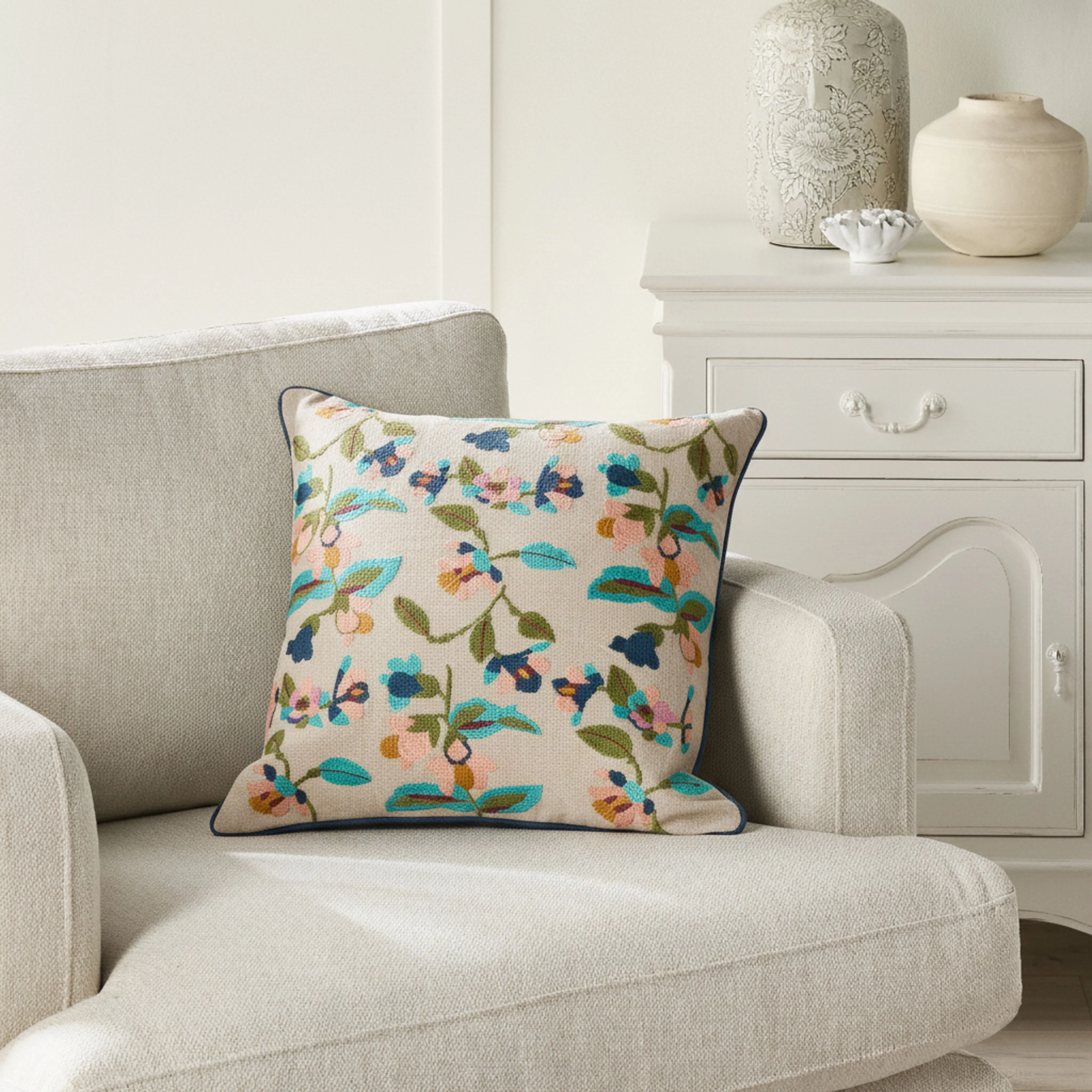 Stitch Summer Bloom Embroidered Cushion - Image 5