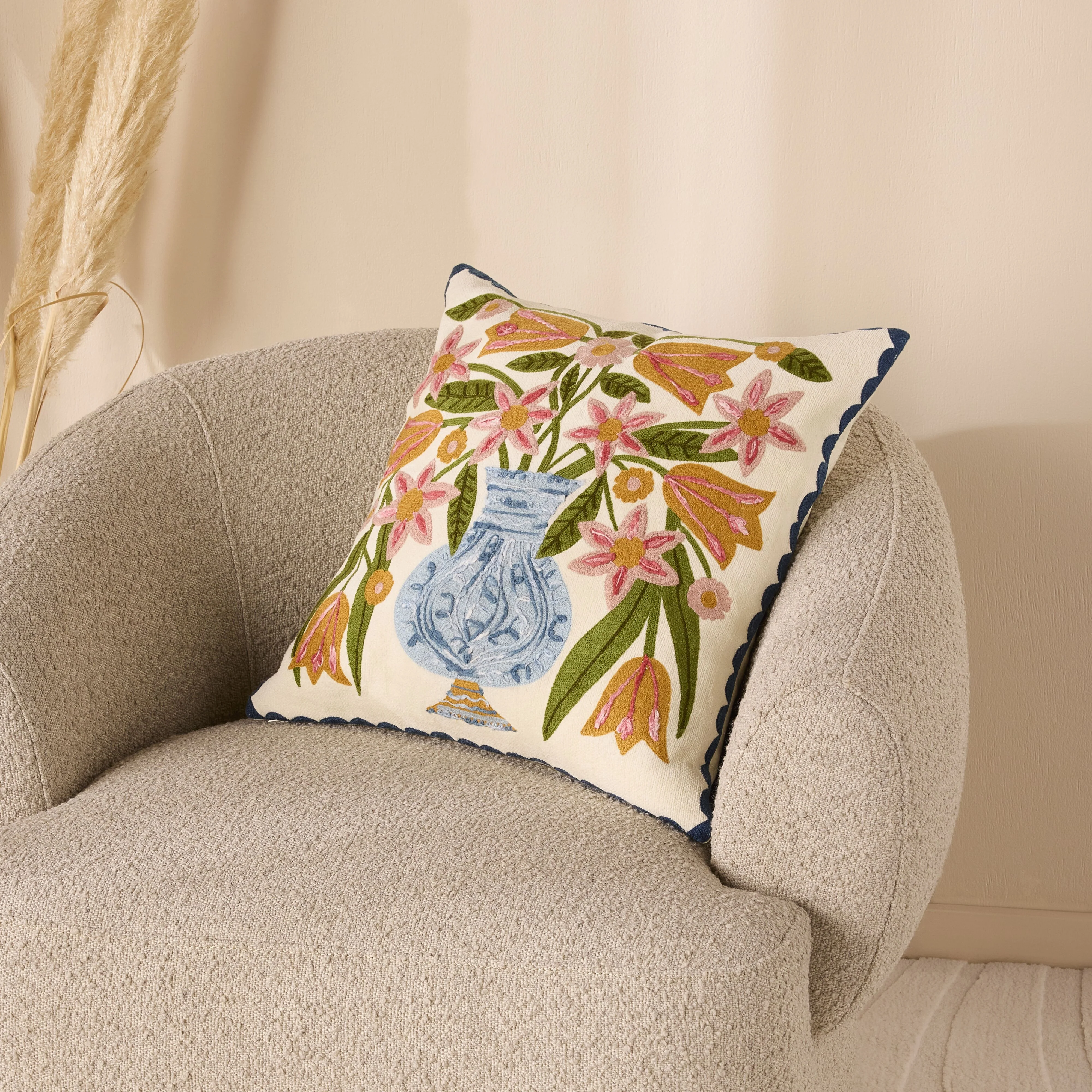 Stitch Vase Bouquet Embroidered Cushion - Image 5