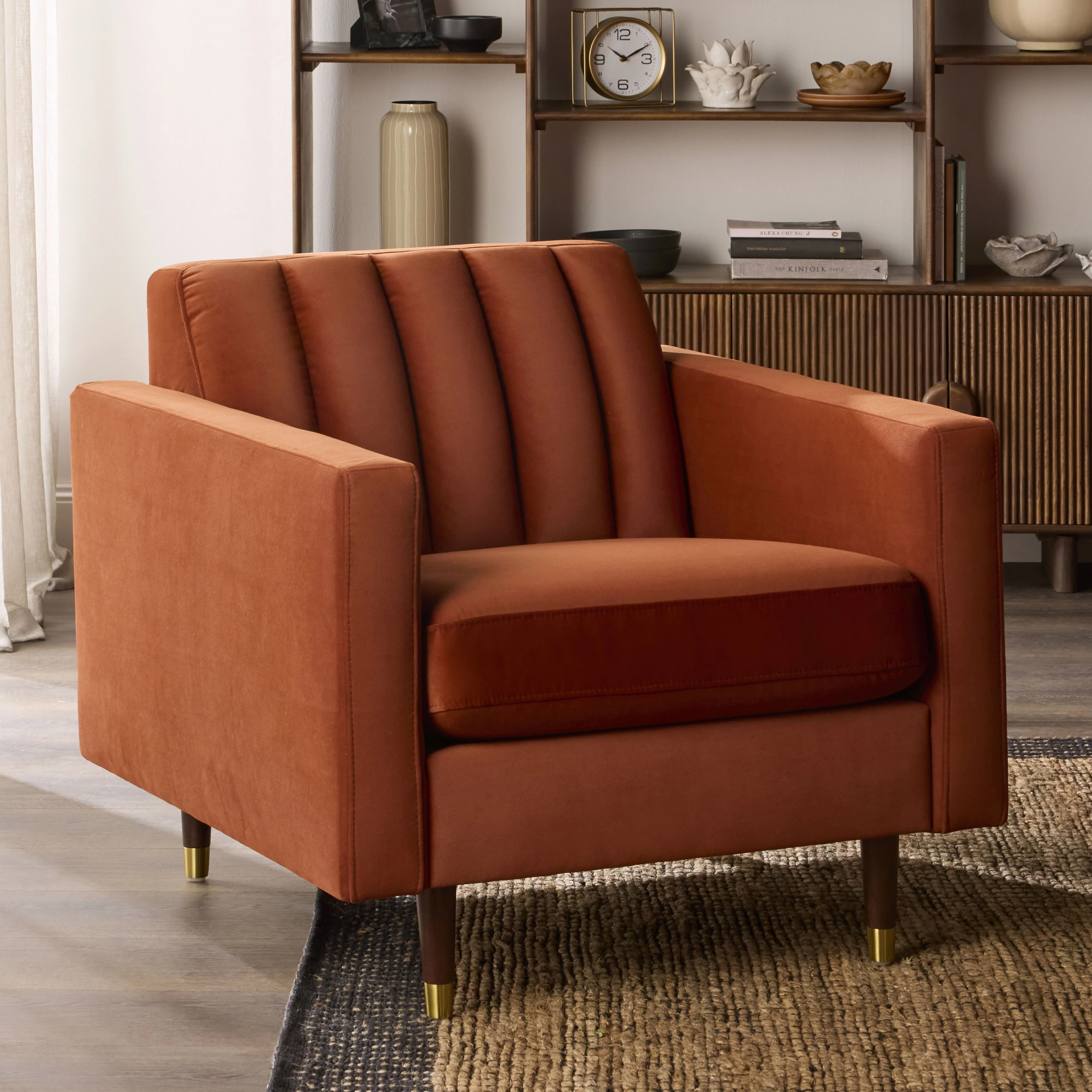 Stitch Velvet Armchair Copper - Image 7