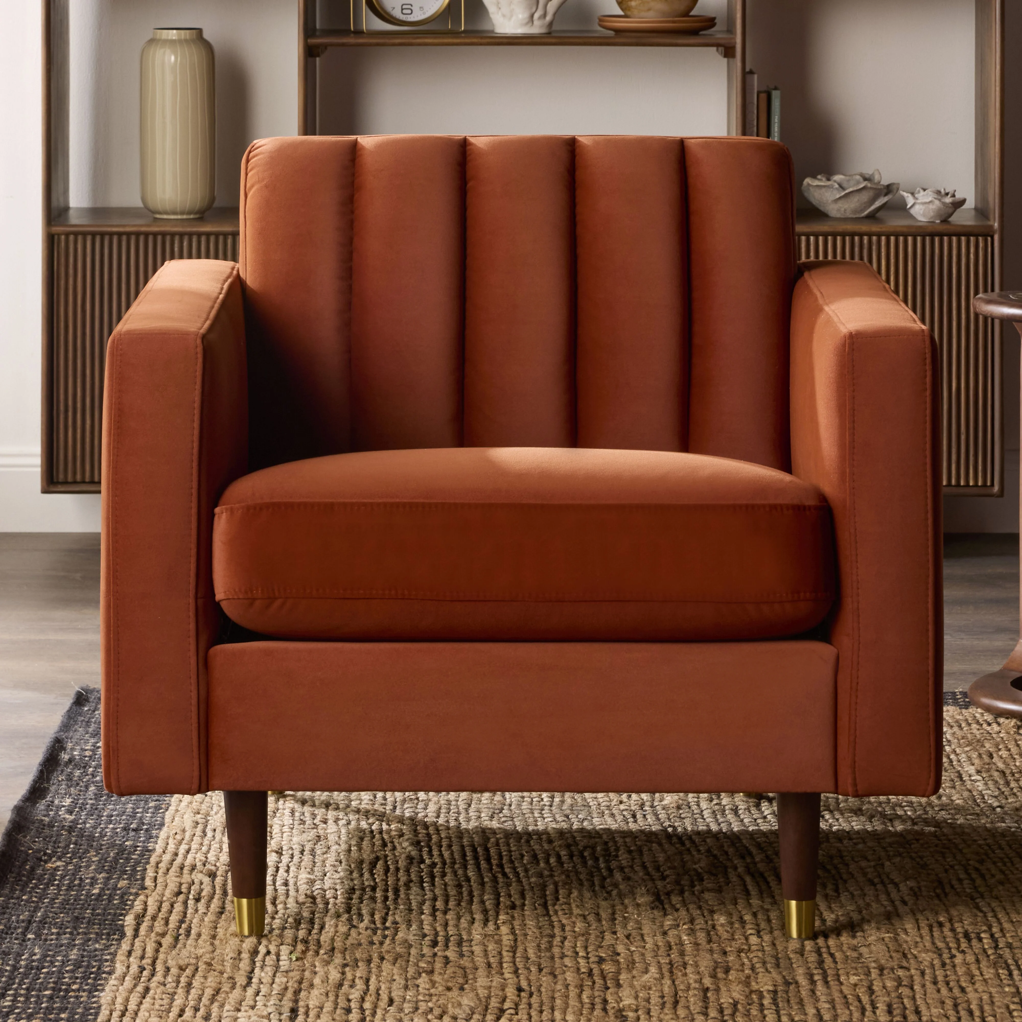 Stitch Velvet Armchair Copper - Image 8