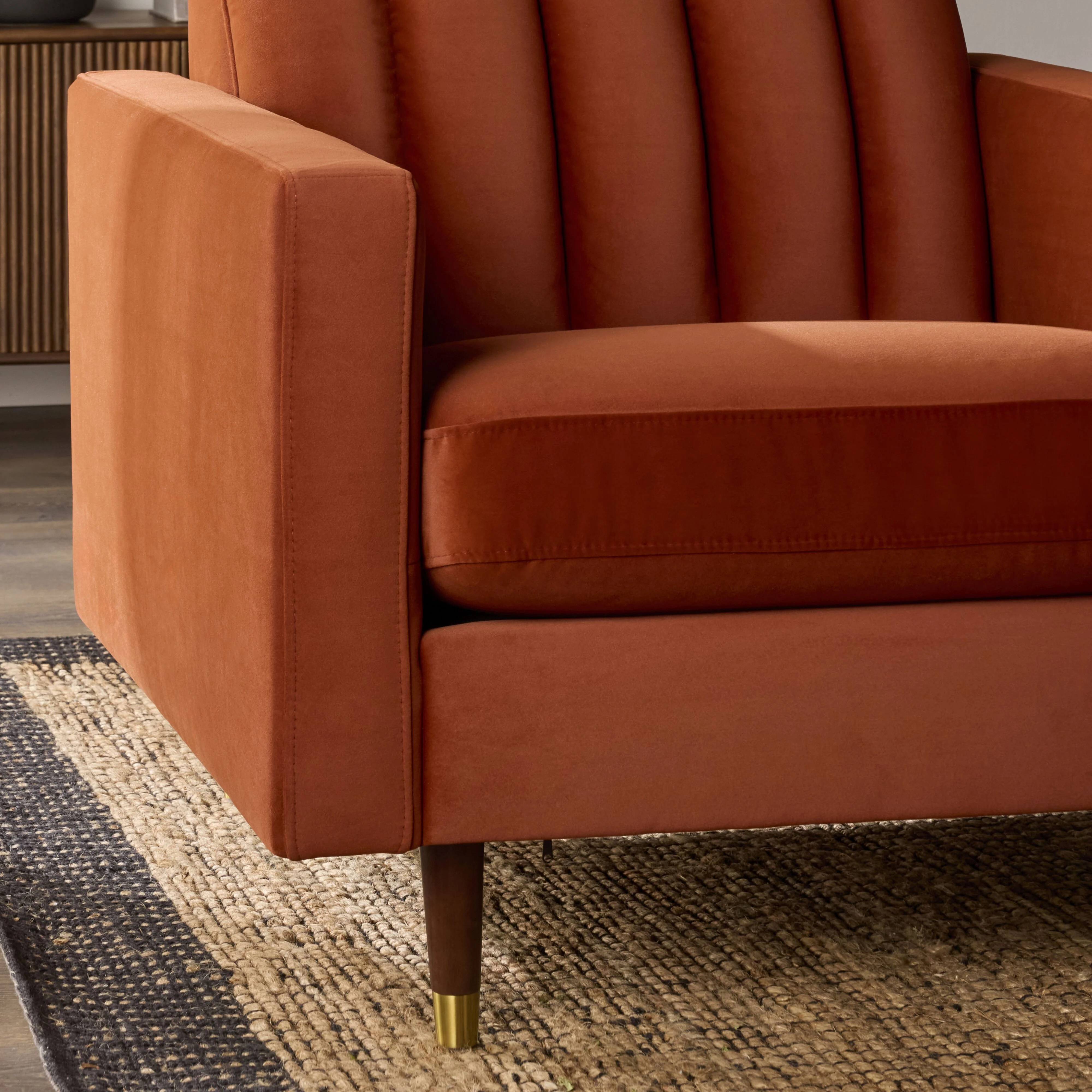 Stitch Velvet Armchair Copper - Image 9