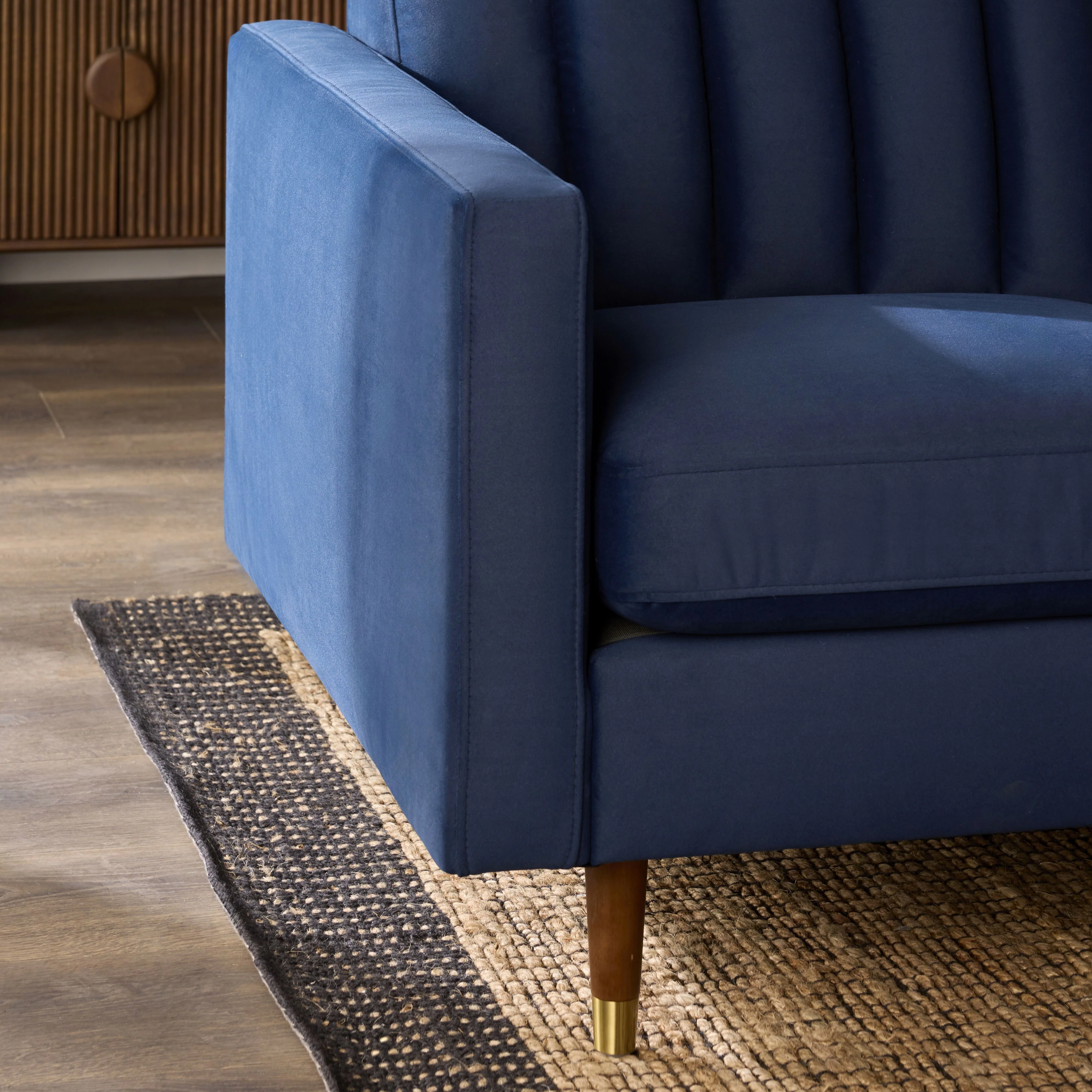 Stitch Velvet Armchair Indigo - Image 9