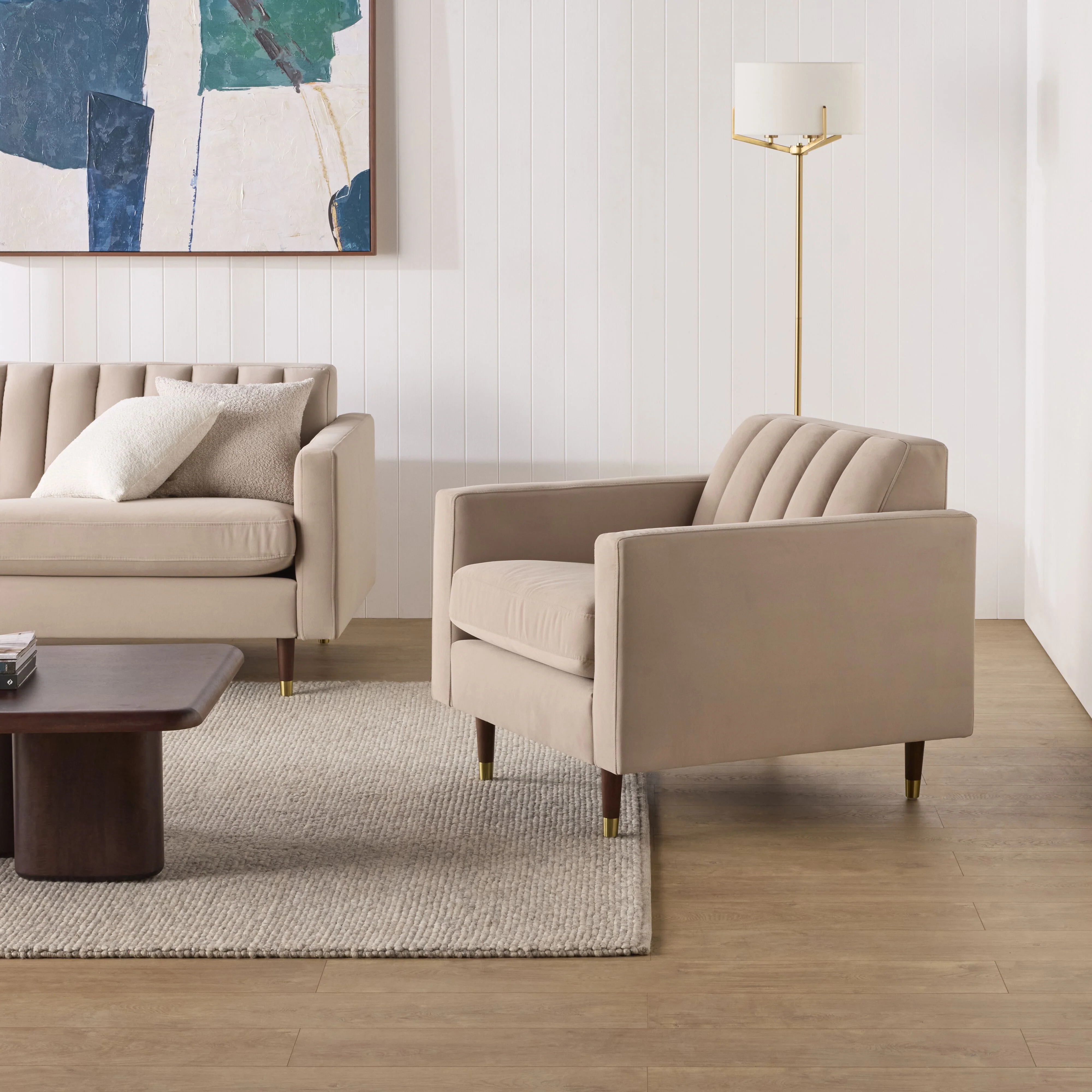 Stitch Velvet Armchair Taupe - Image 7