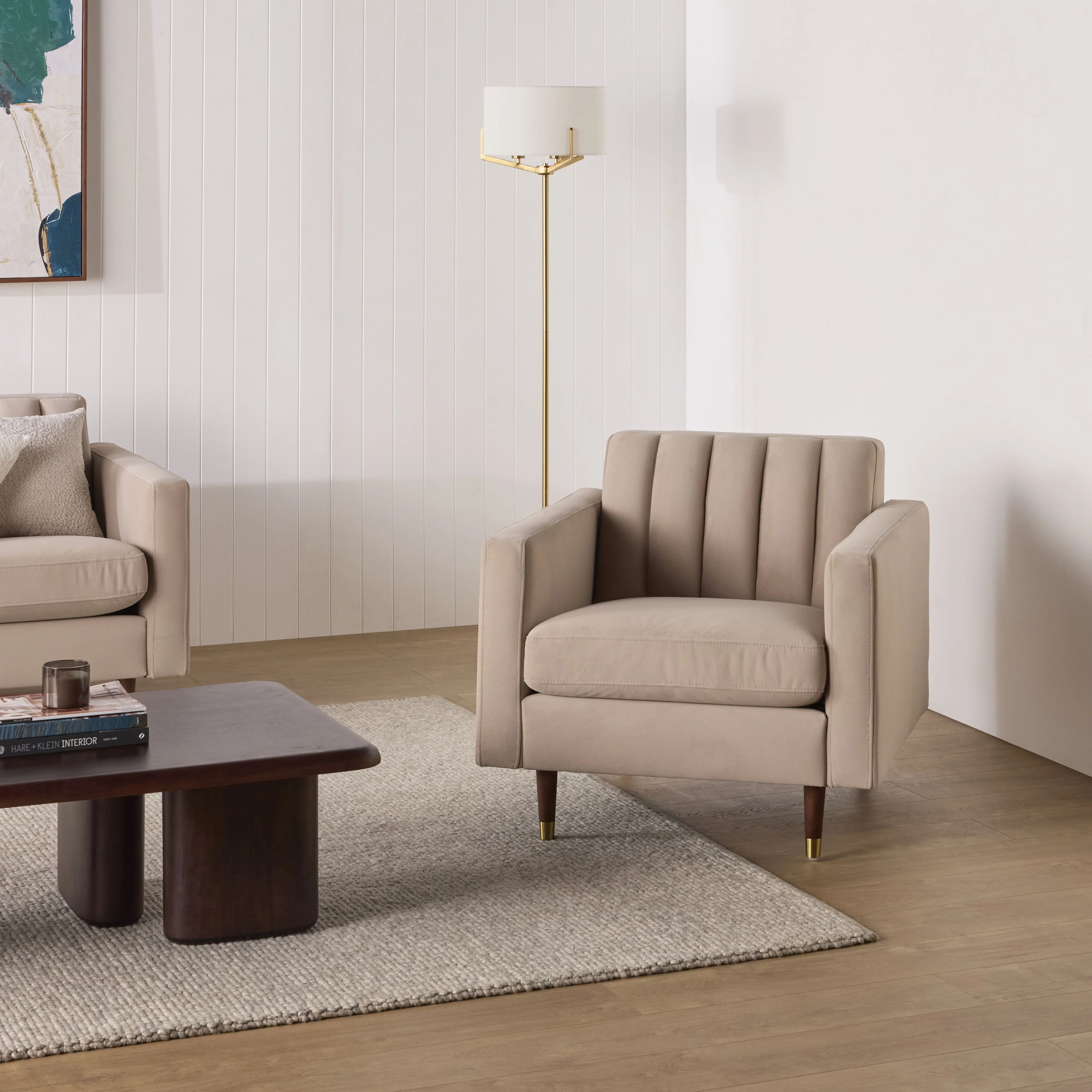 Stitch Velvet Armchair Taupe - Image 8