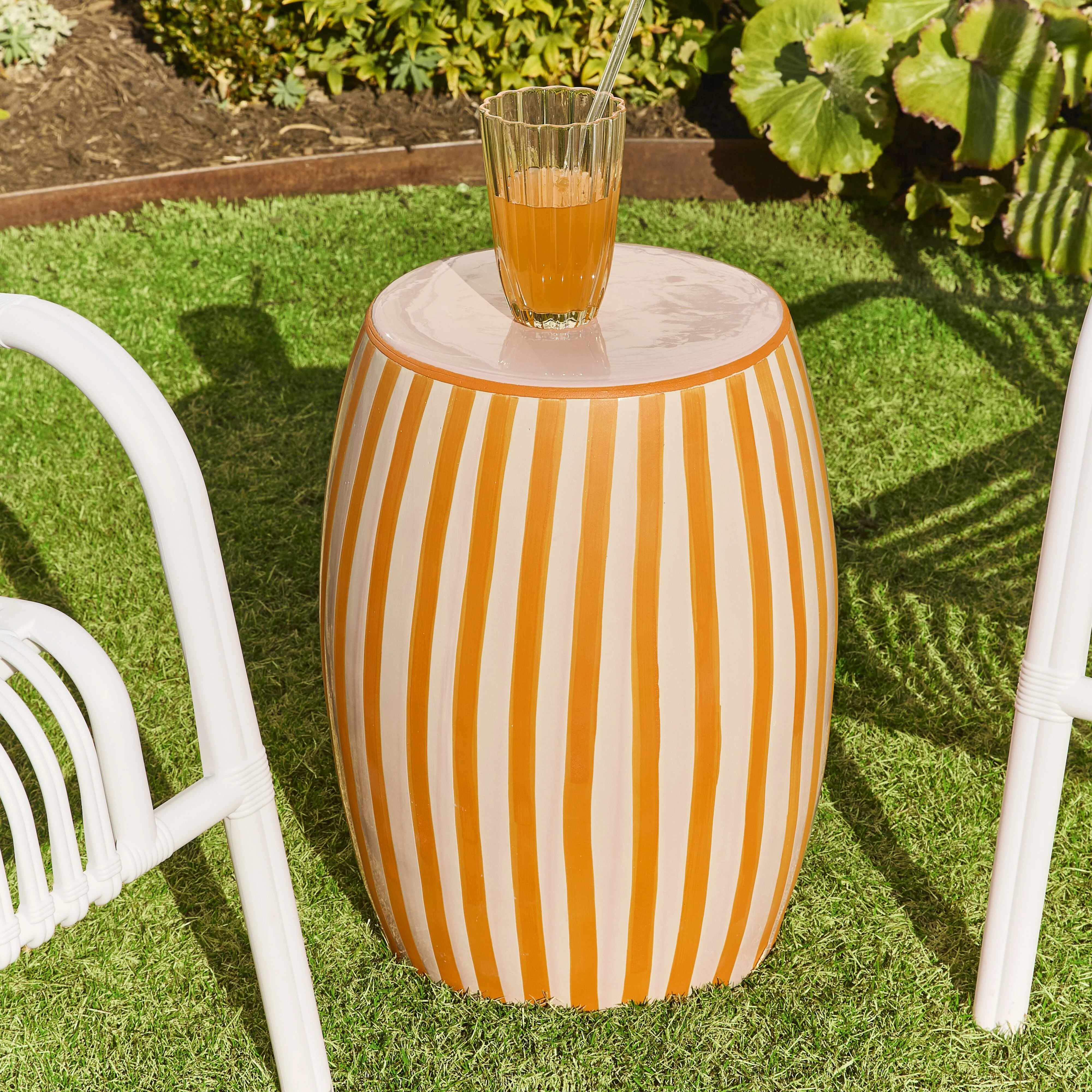 Stripe Stool Orange/Pink - Image 4