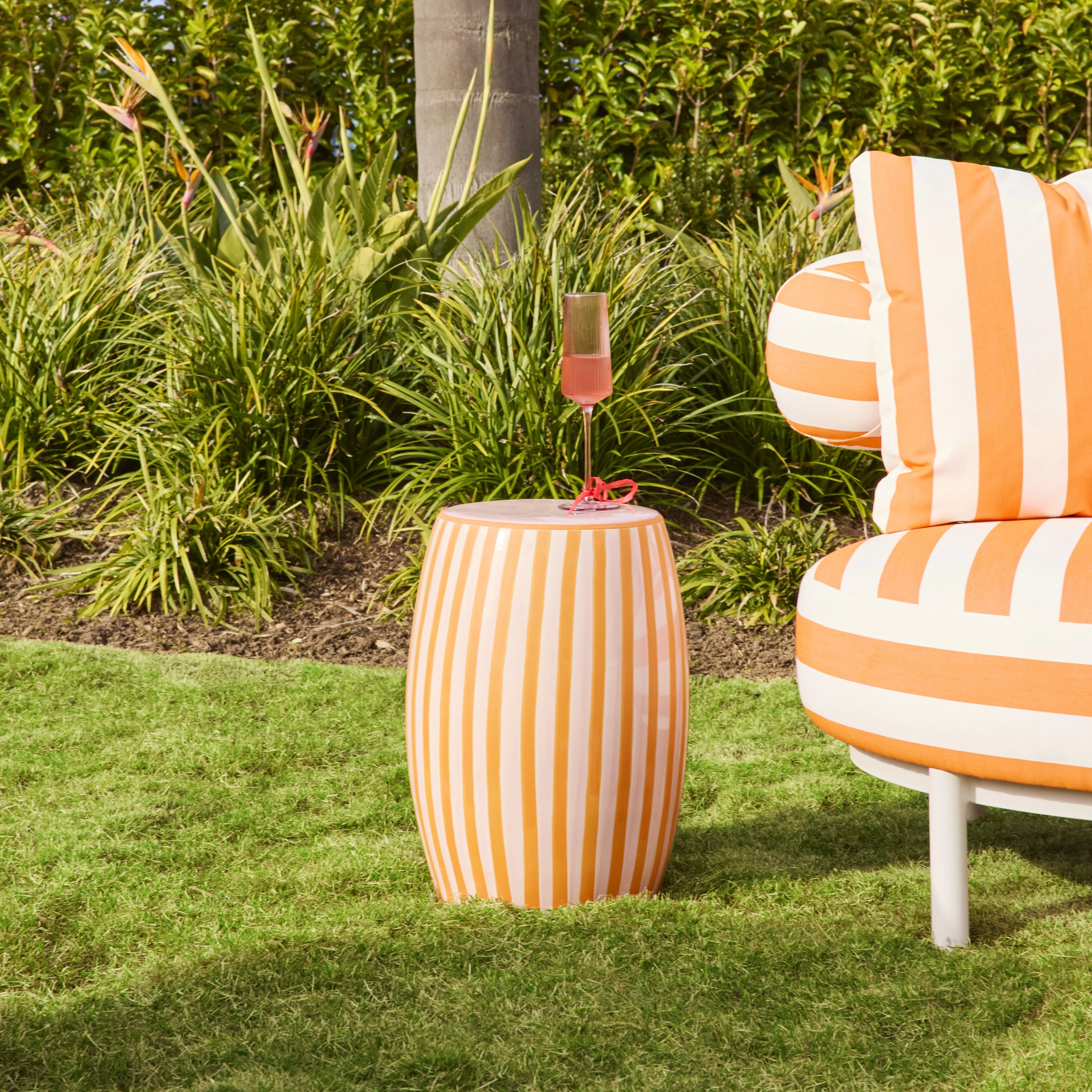 Stripe Stool Orange/Pink - Image 5