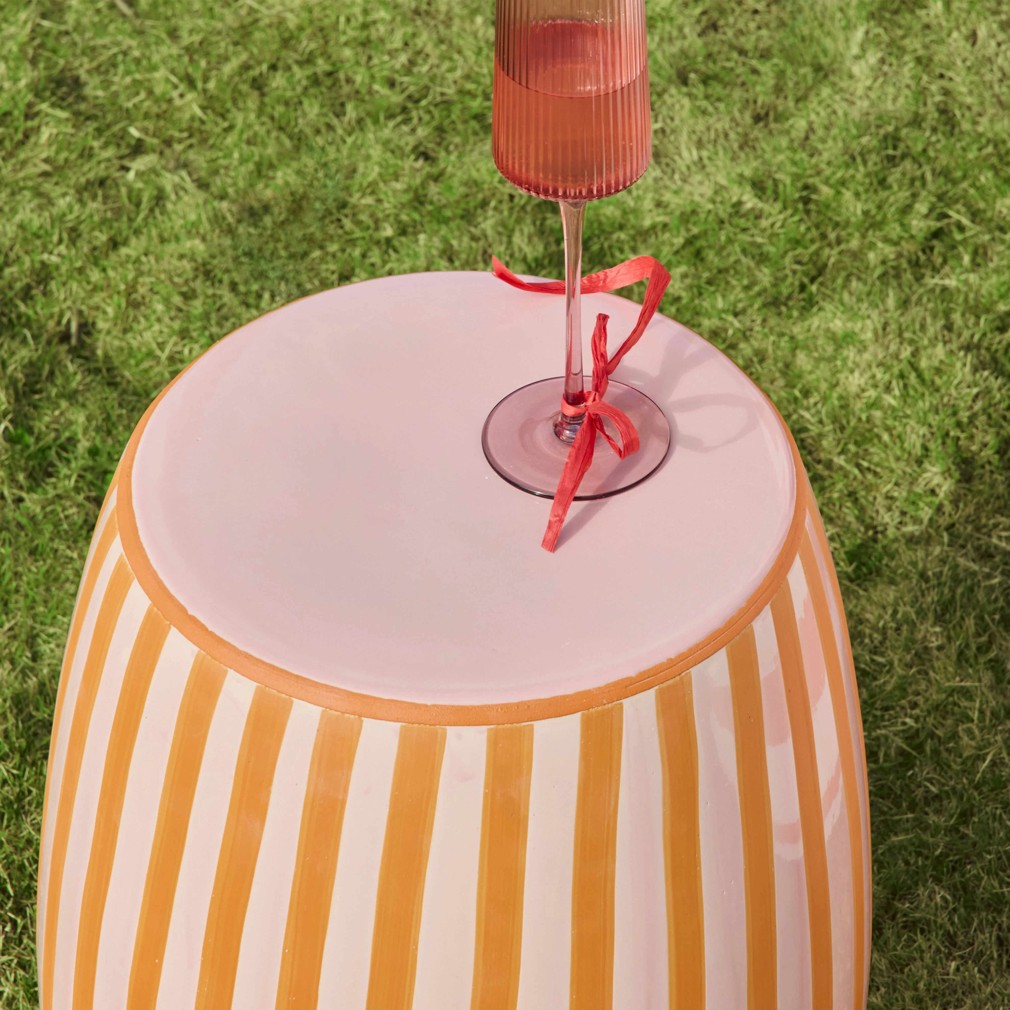 Stripe Stool Orange/Pink - Image 6