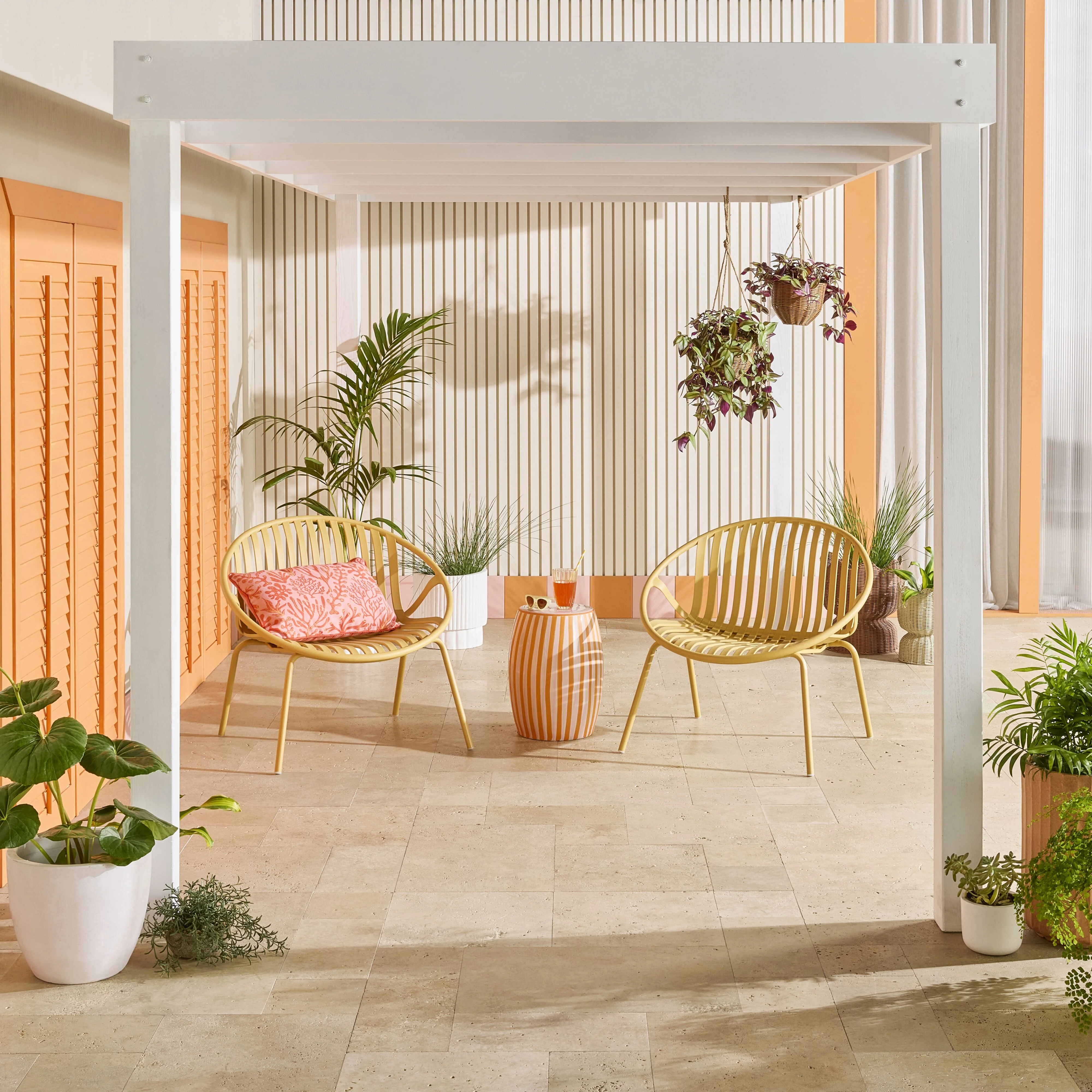 Stripe Stool Orange/Pink - Image 7