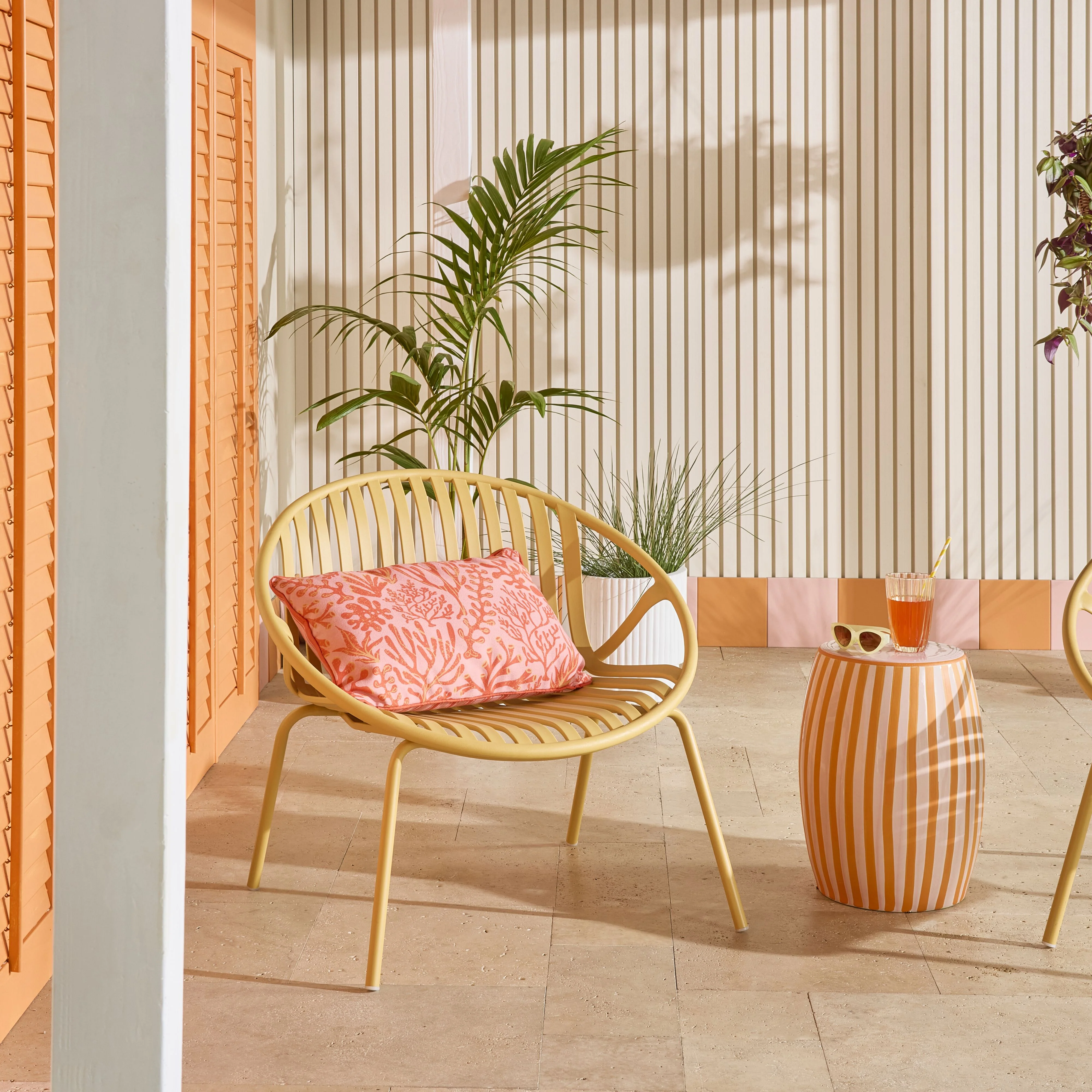Stripe Stool Orange/Pink - Image 8