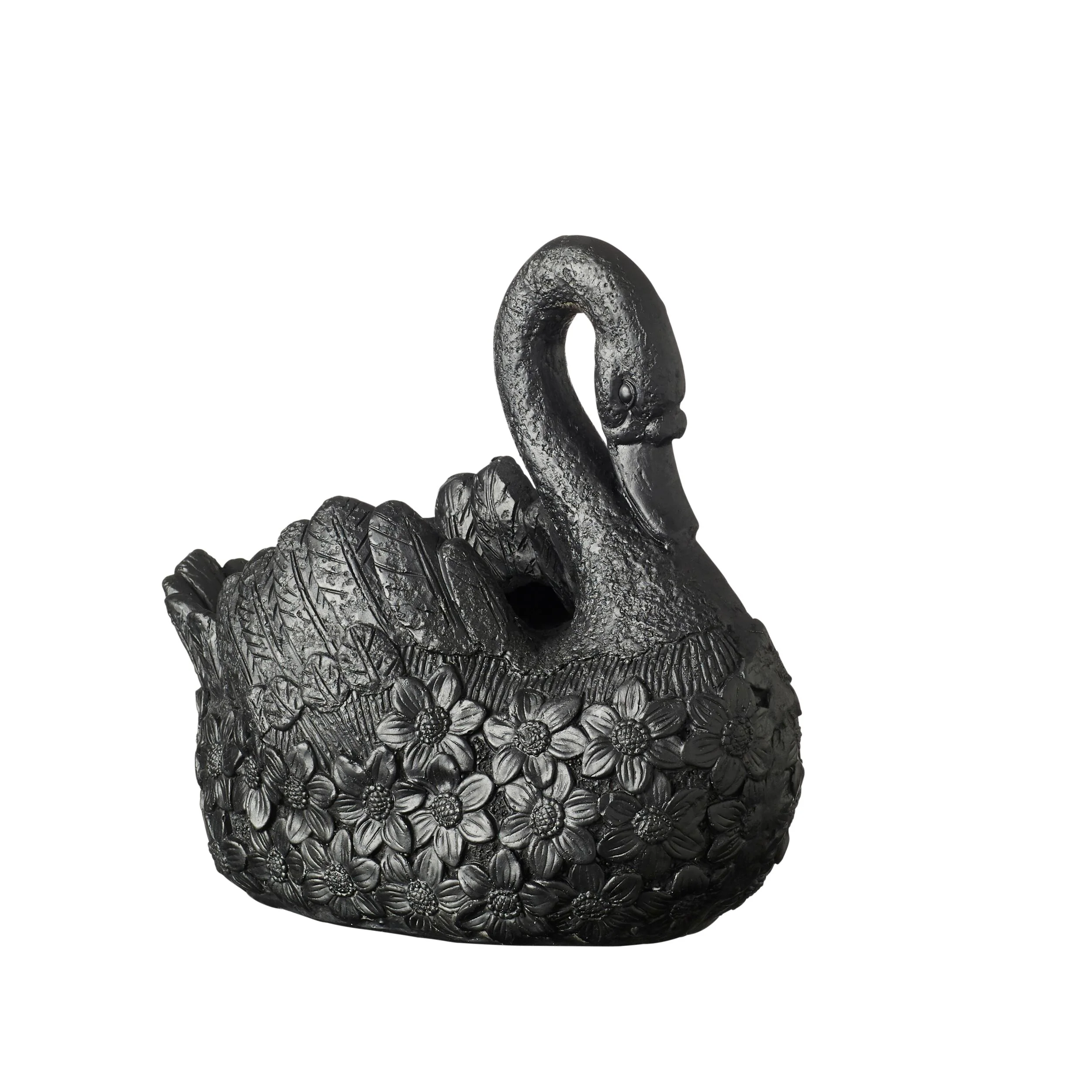 Swan Black Planter 43x39x22cm - Image 3