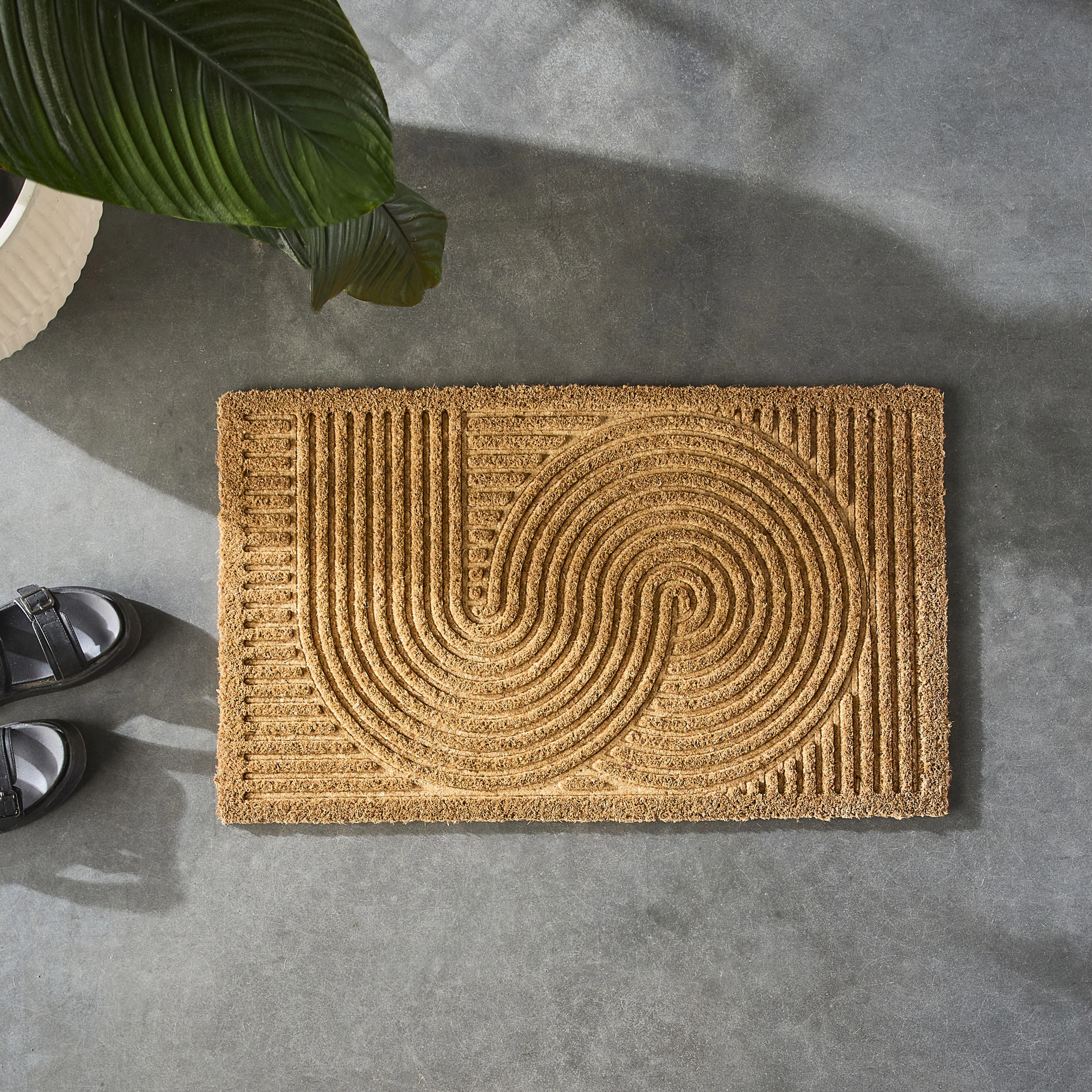 Swirl Vinyl Back Coir Doormat 75x45cm - Image 4