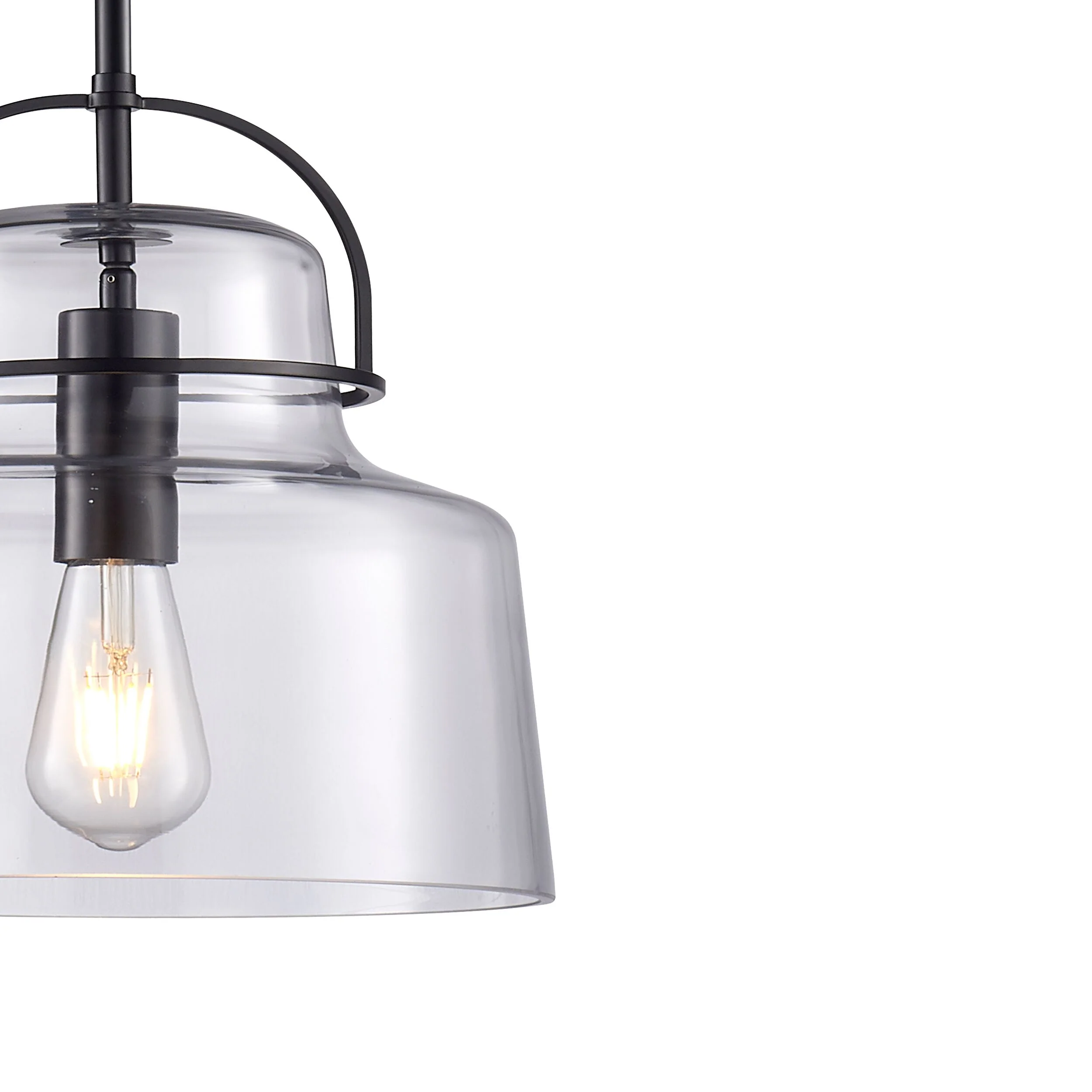 Teresa Glass Pendant Matt Black 30x51cm - Image 2