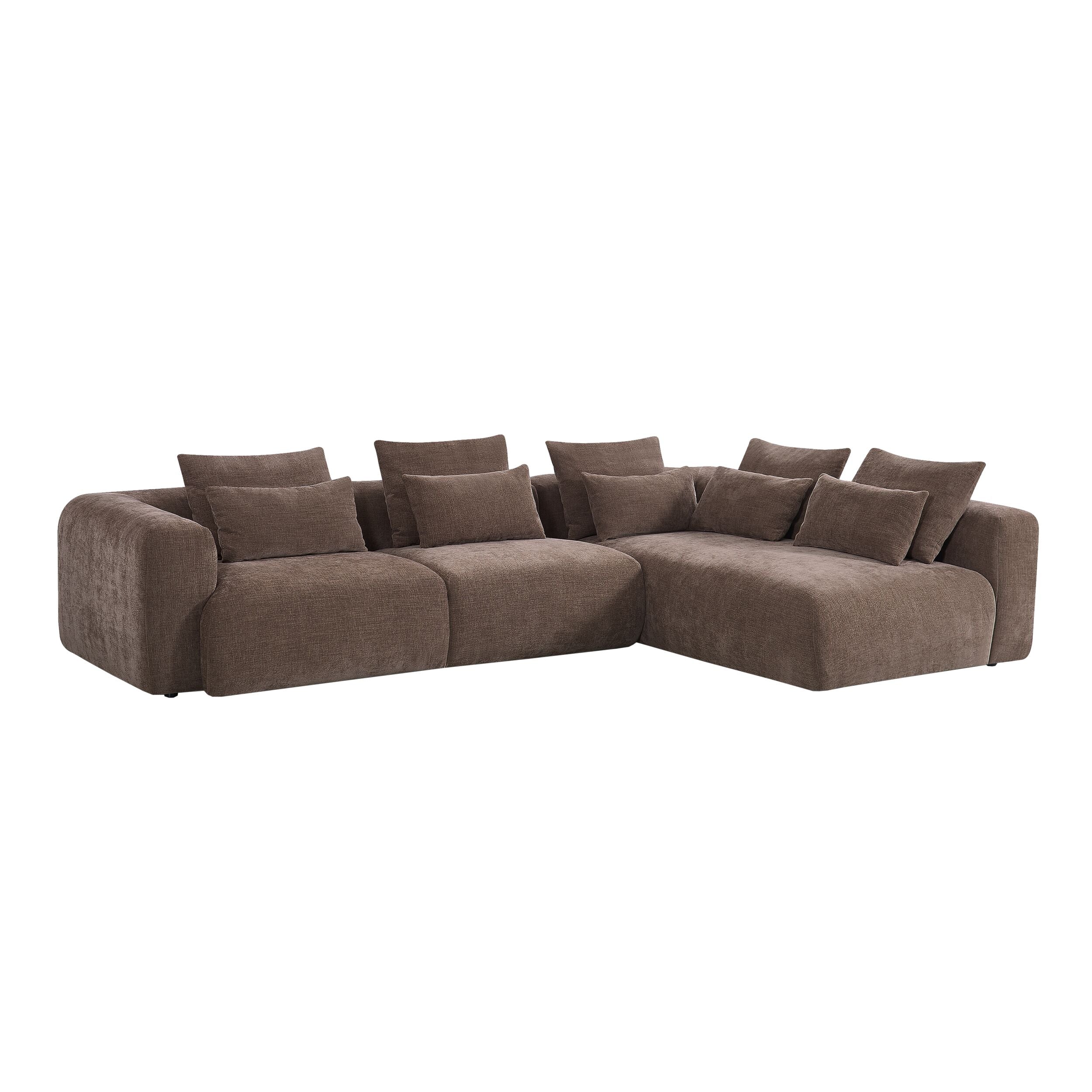 Torino 3 Seater Modular Chaise Chocolate - Image 2