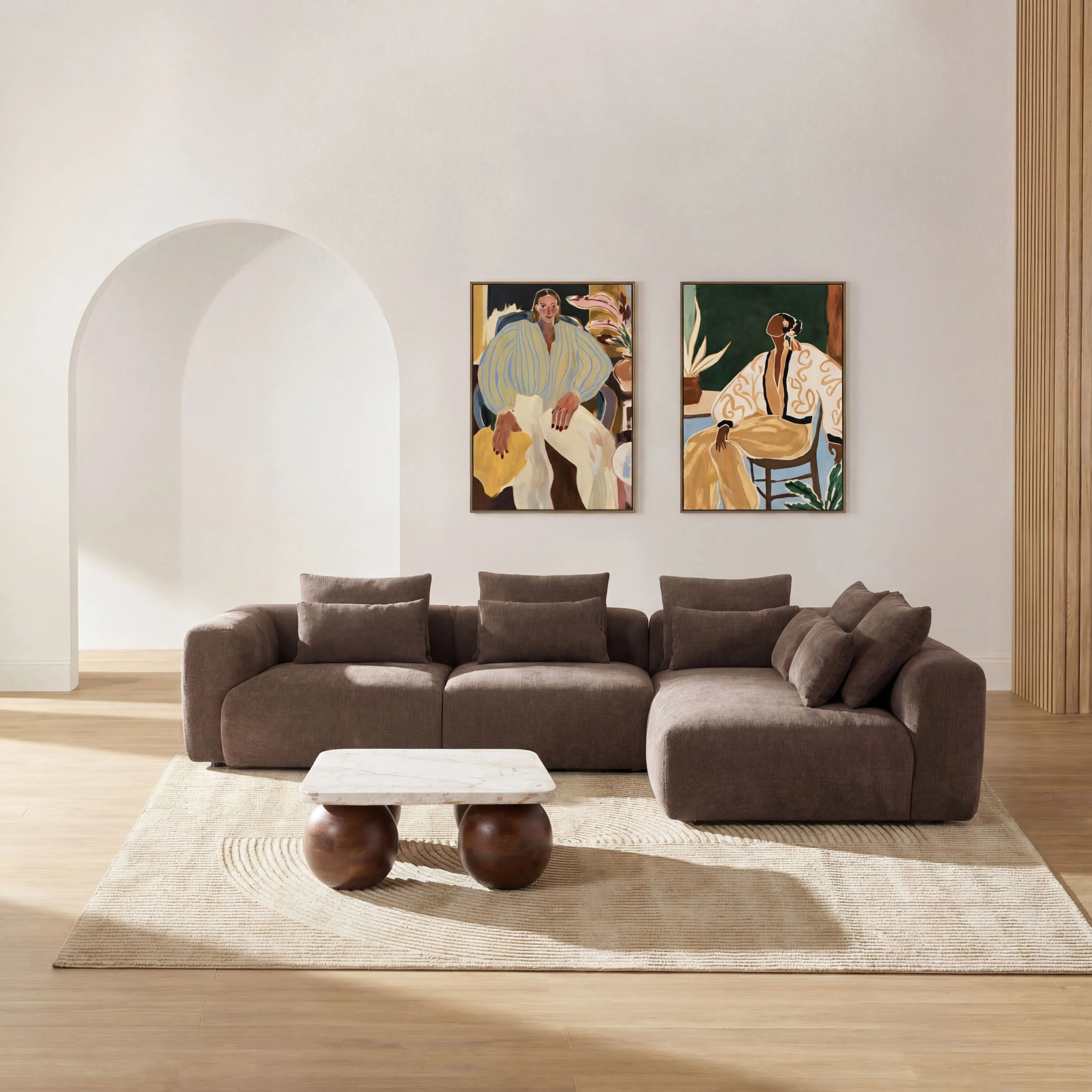 Torino 3 Seater Modular Chaise Chocolate - Image 4