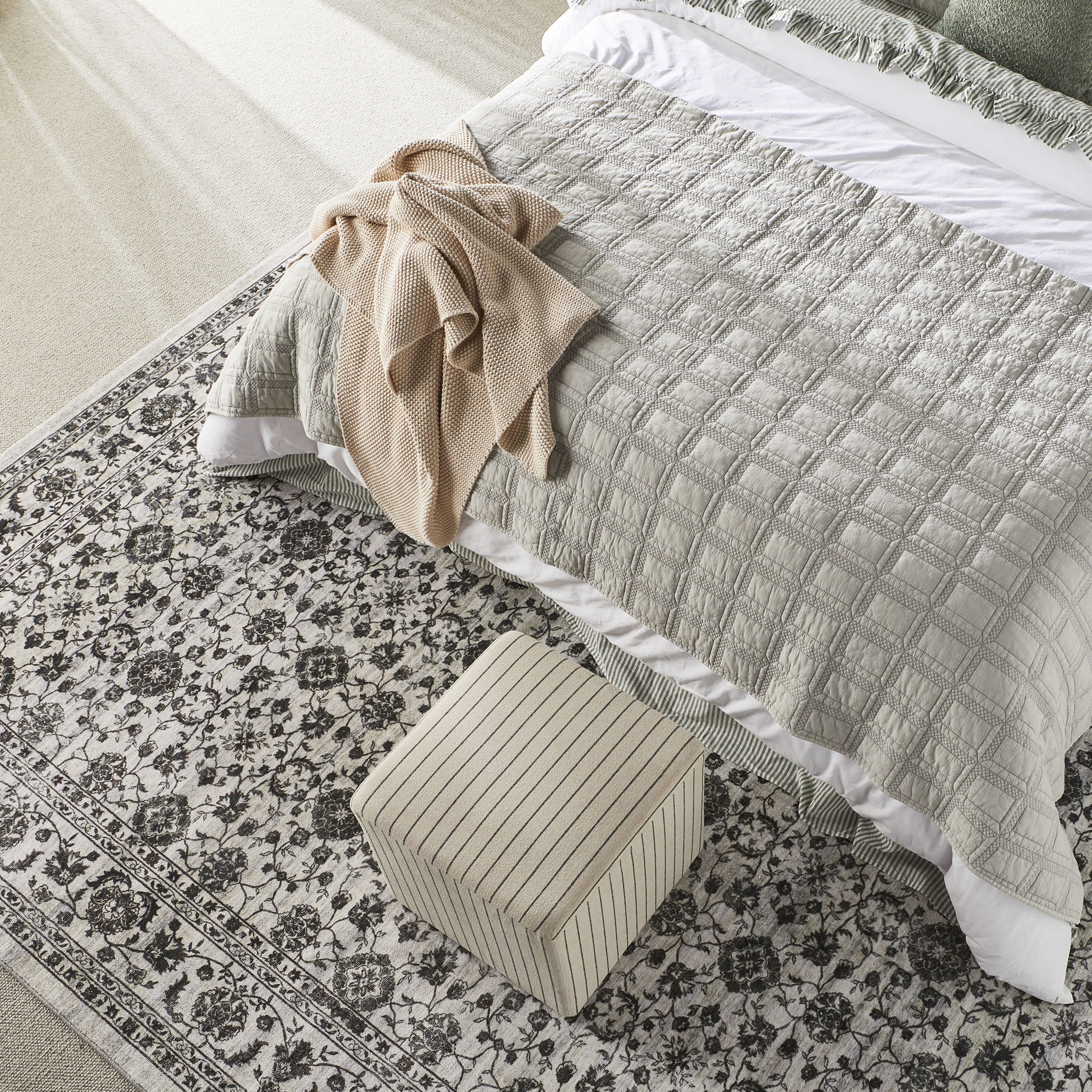 Torino Square Ottoman Alexandra Linen Stripe - Image 10