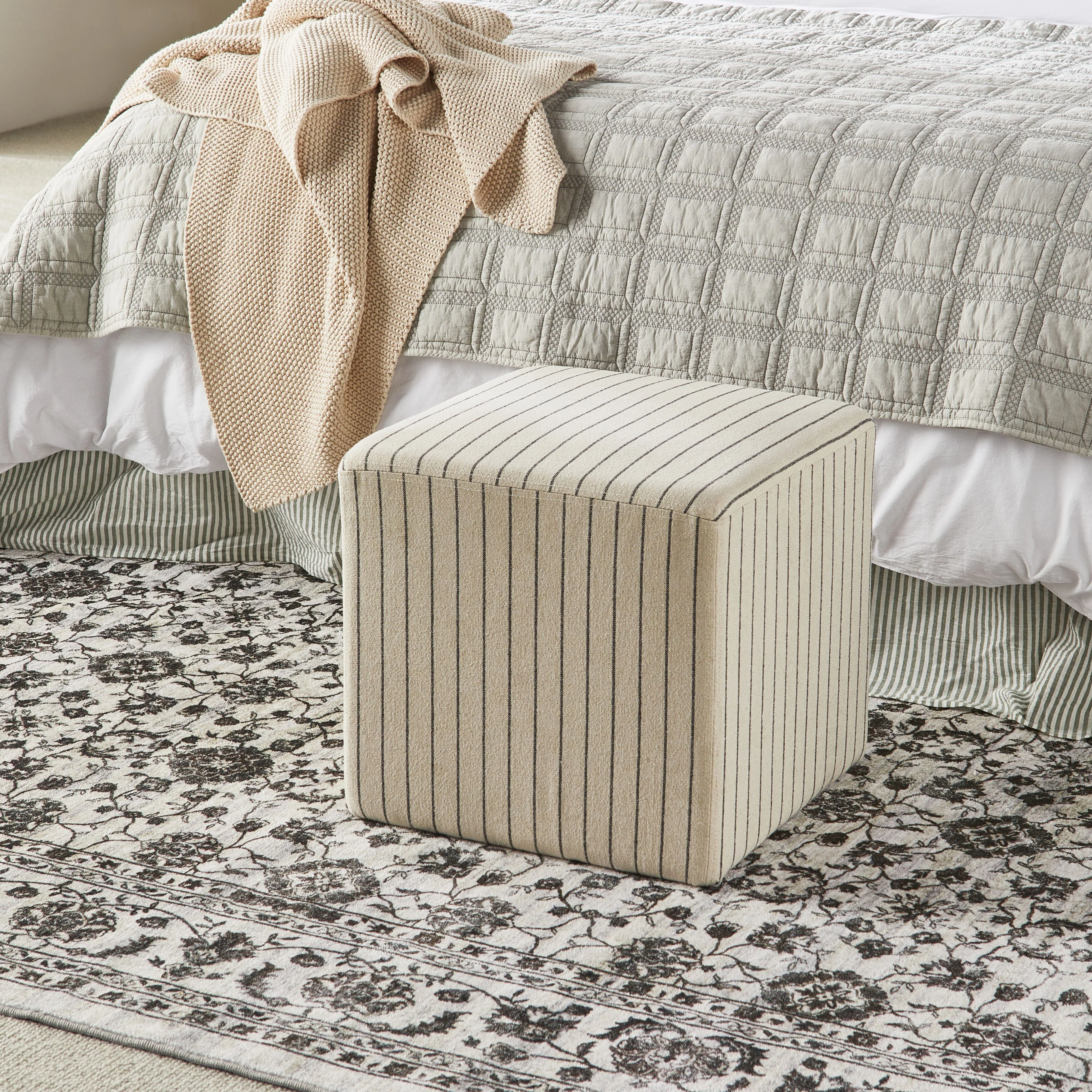 Torino Square Ottoman Alexandra Linen Stripe - Image 11