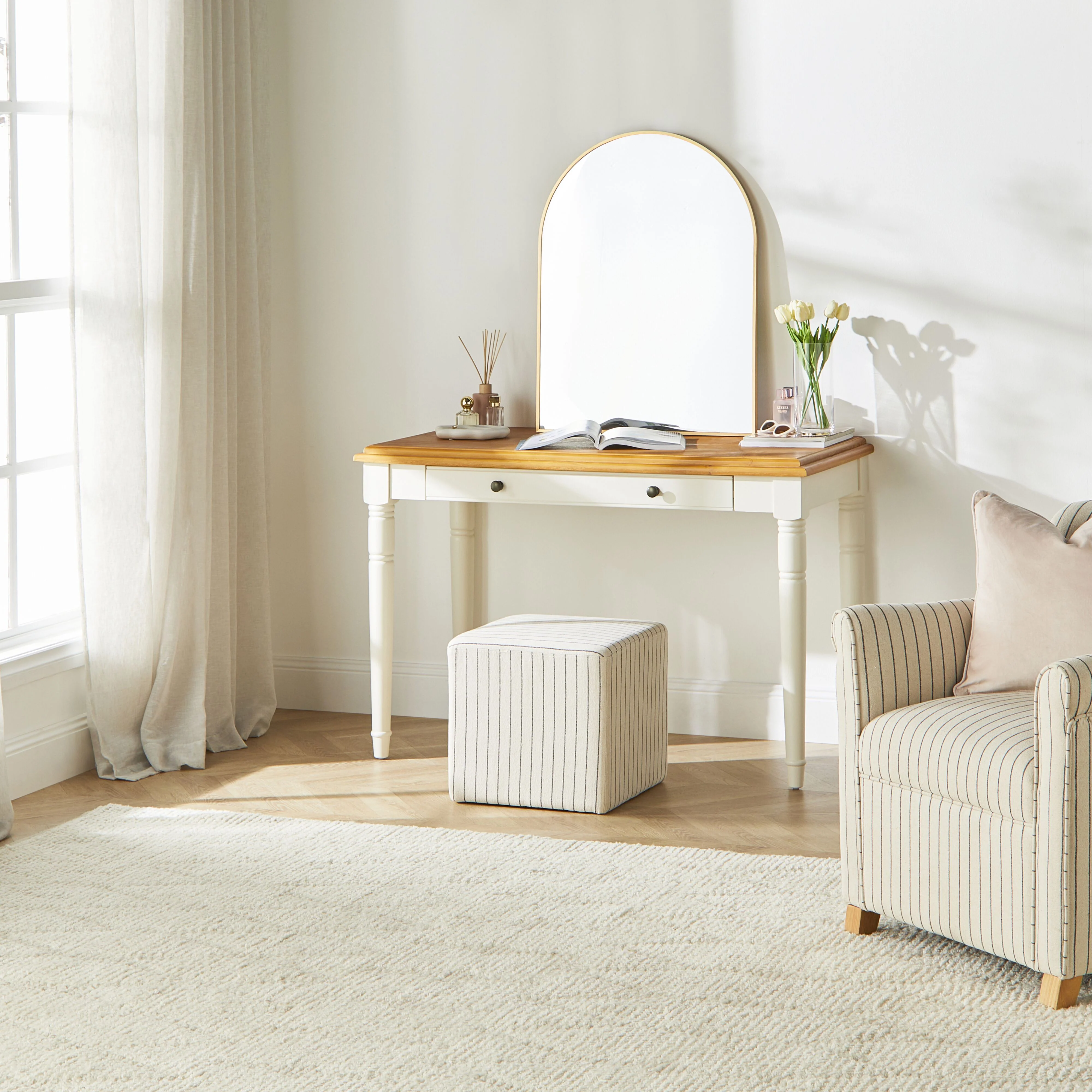 Torino Square Ottoman Alexandra Linen Stripe - Image 5