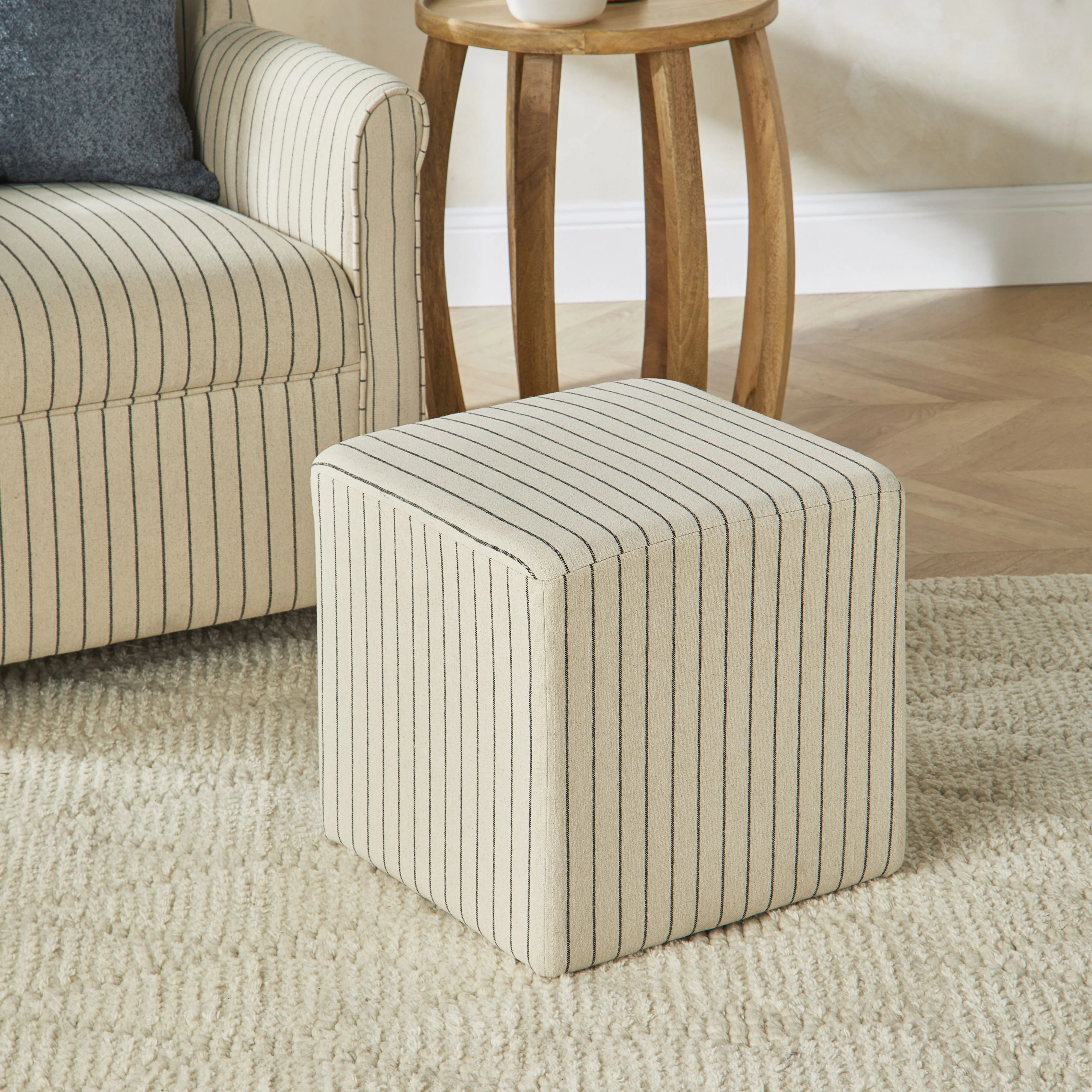Torino Square Ottoman Alexandra Linen Stripe - Image 6